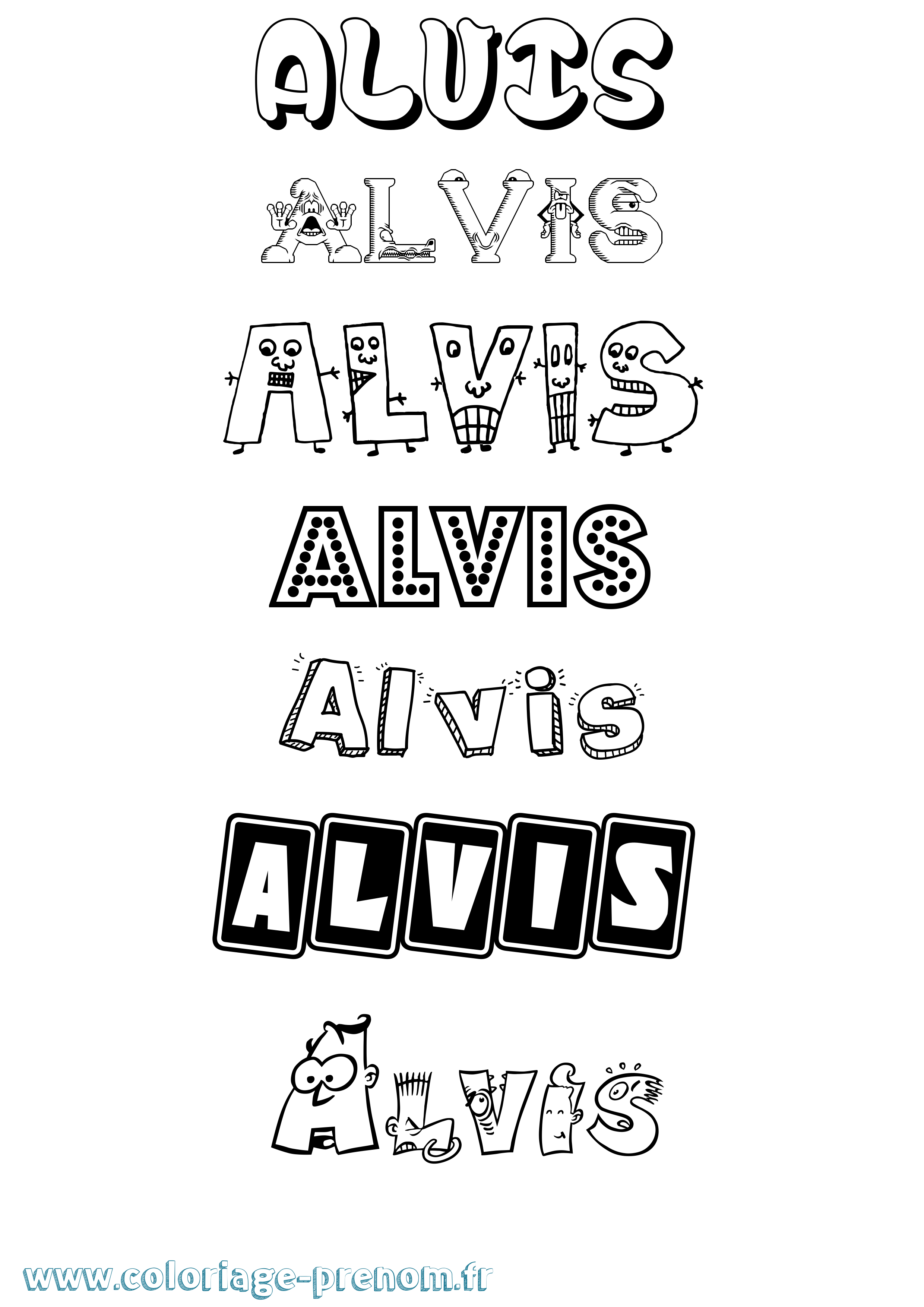 Coloriage prénom Alvis Fun