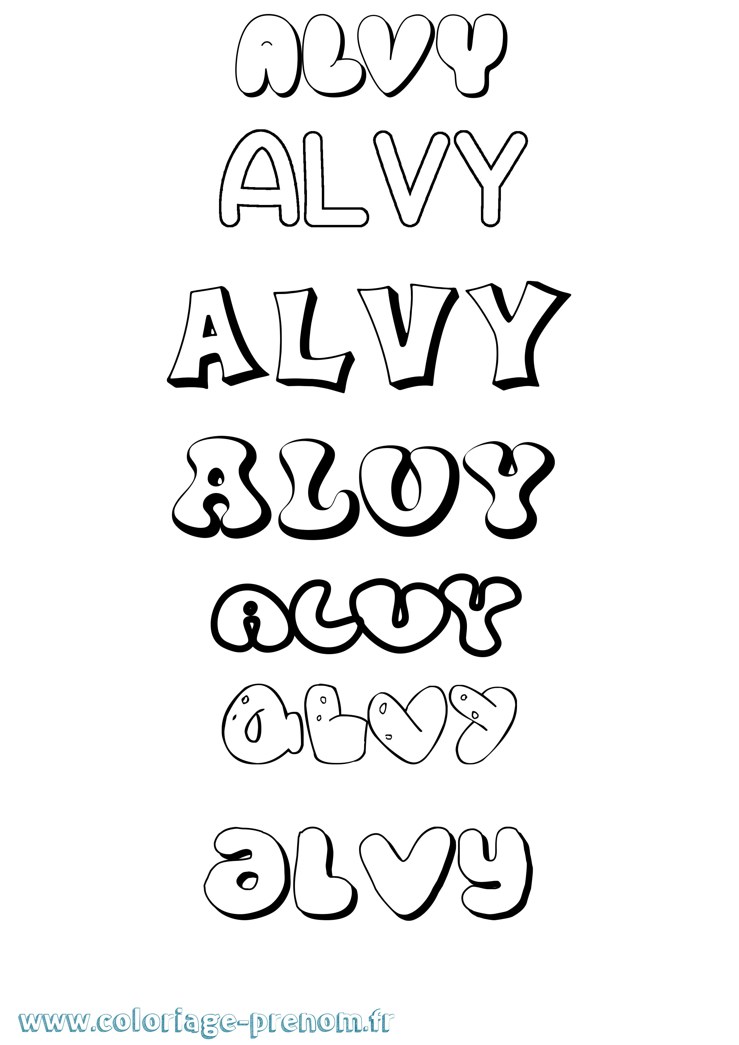 Coloriage prénom Alvy Bubble