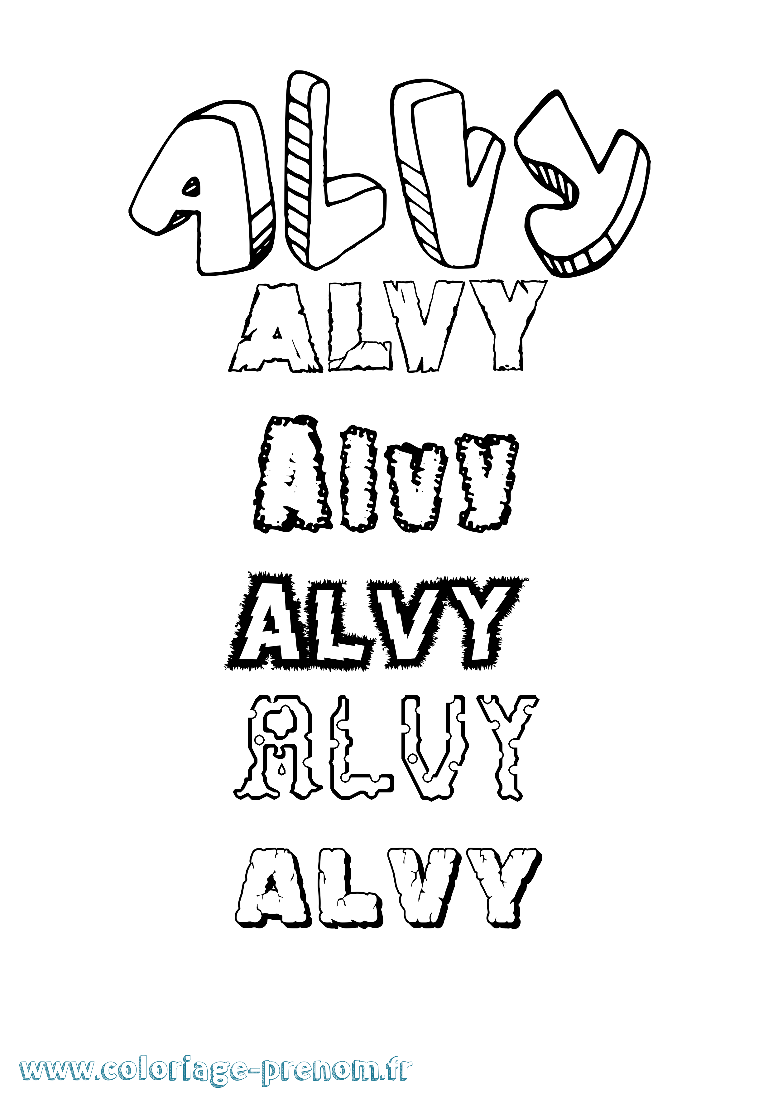 Coloriage prénom Alvy Destructuré