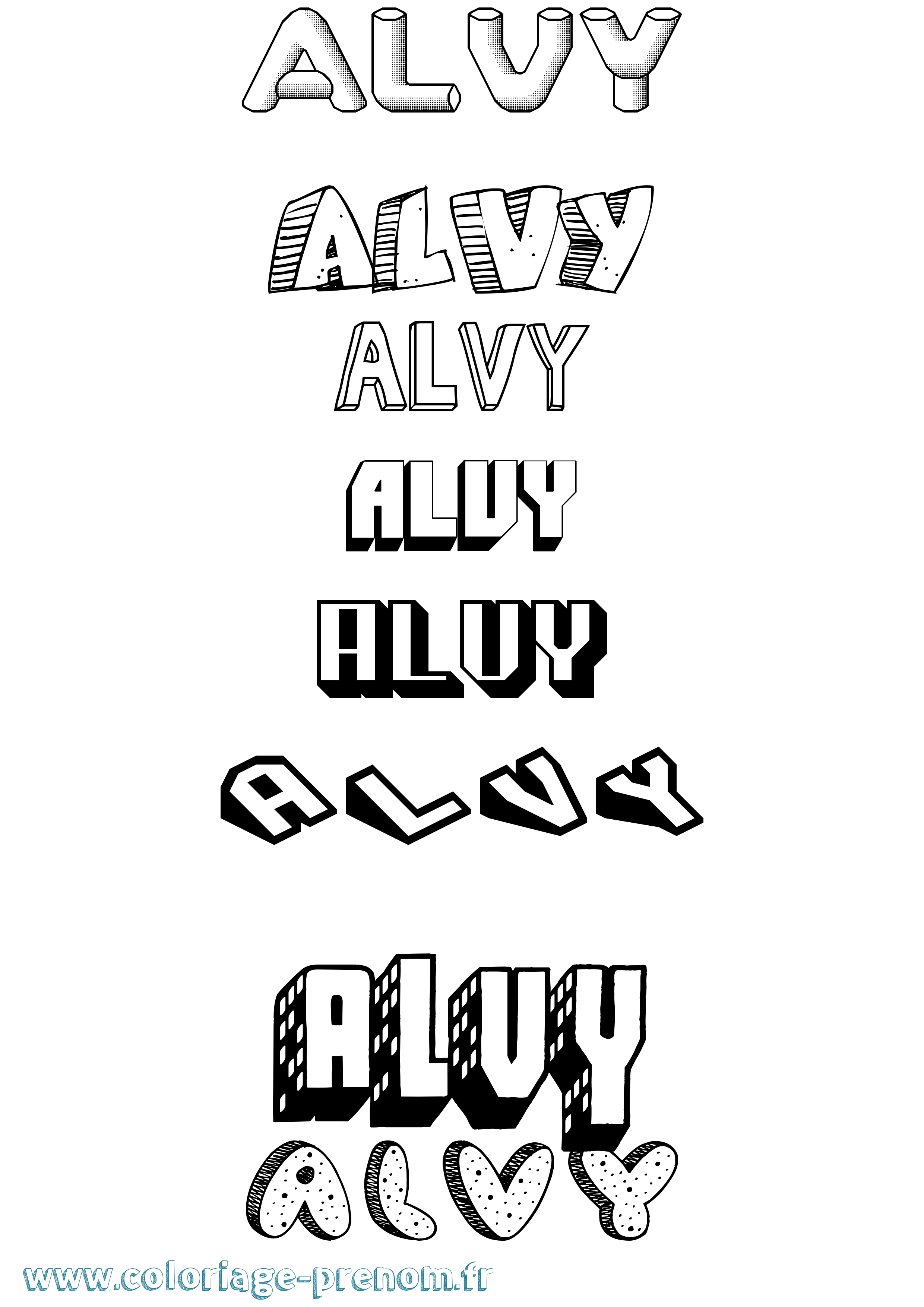 Coloriage prénom Alvy Effet 3D