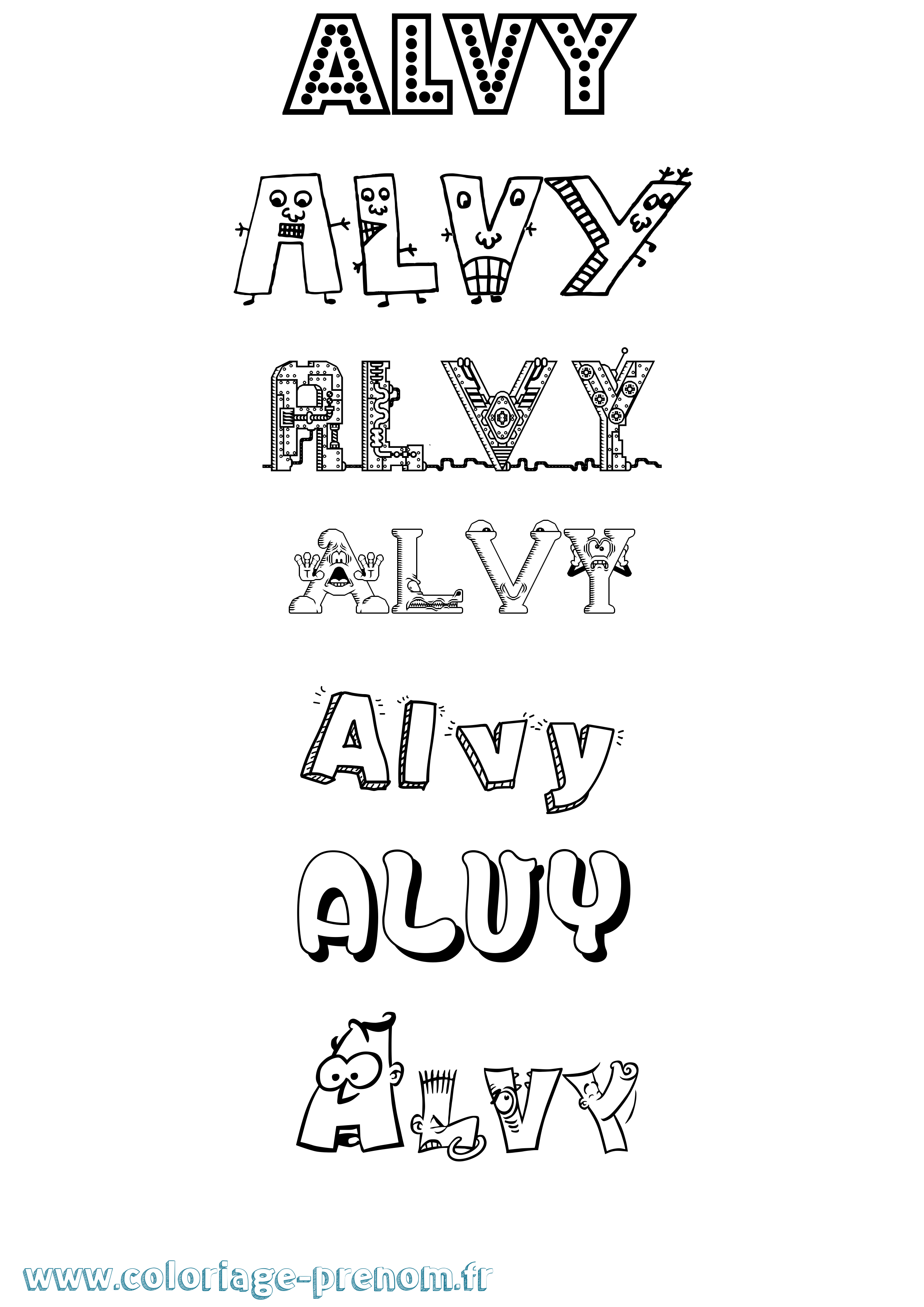 Coloriage prénom Alvy Fun
