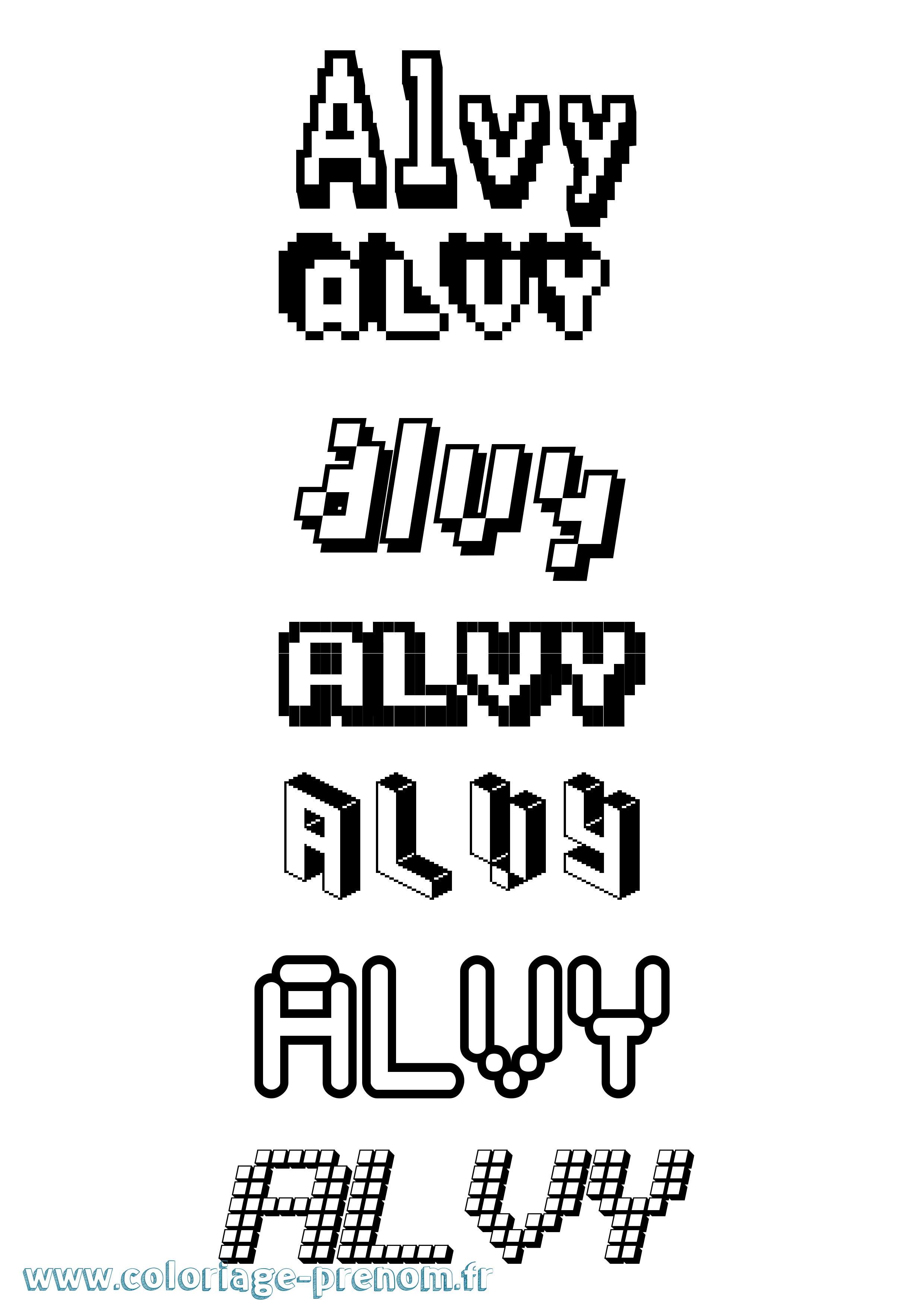 Coloriage prénom Alvy Pixel