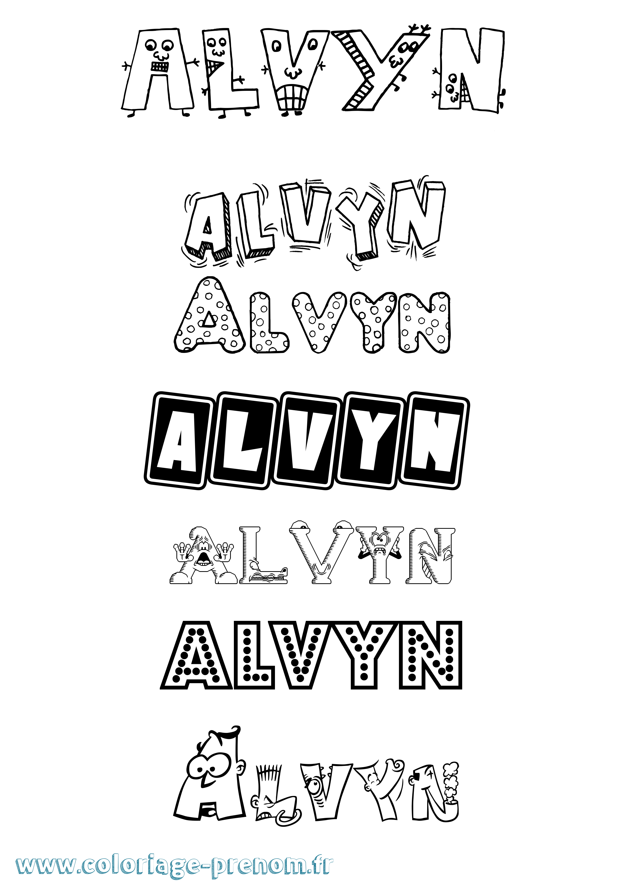 Coloriage prénom Alvyn Fun