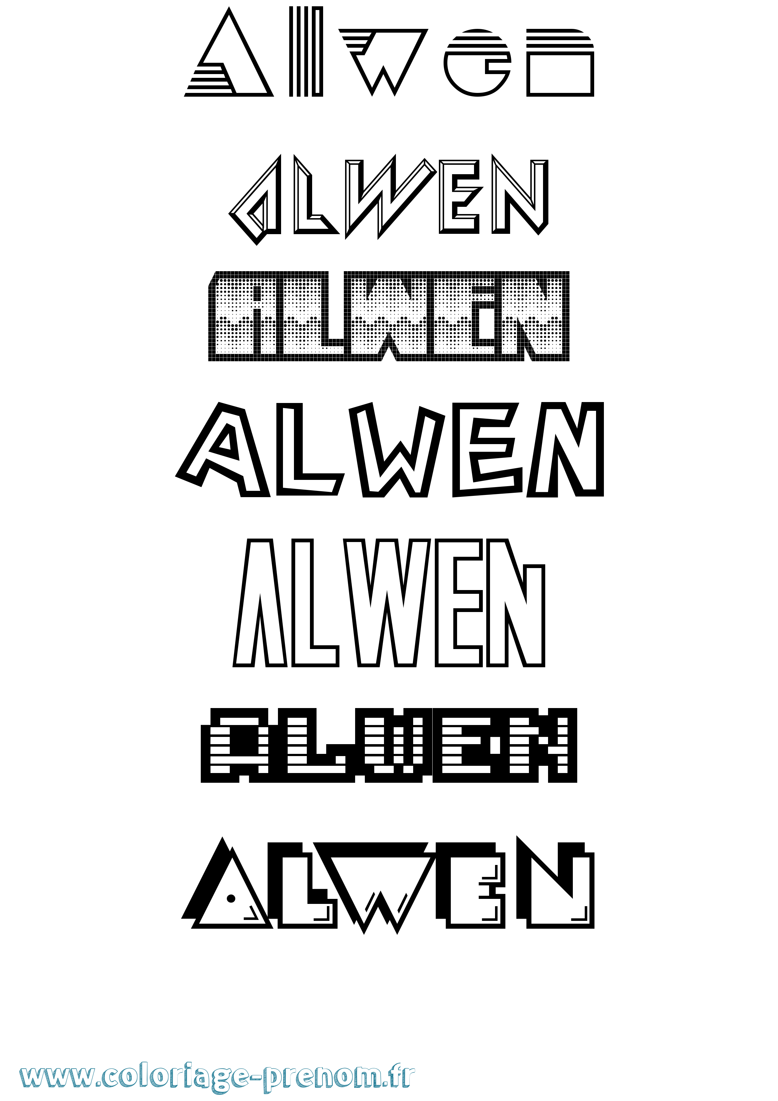 Coloriage prénom Alwen Jeux Vidéos