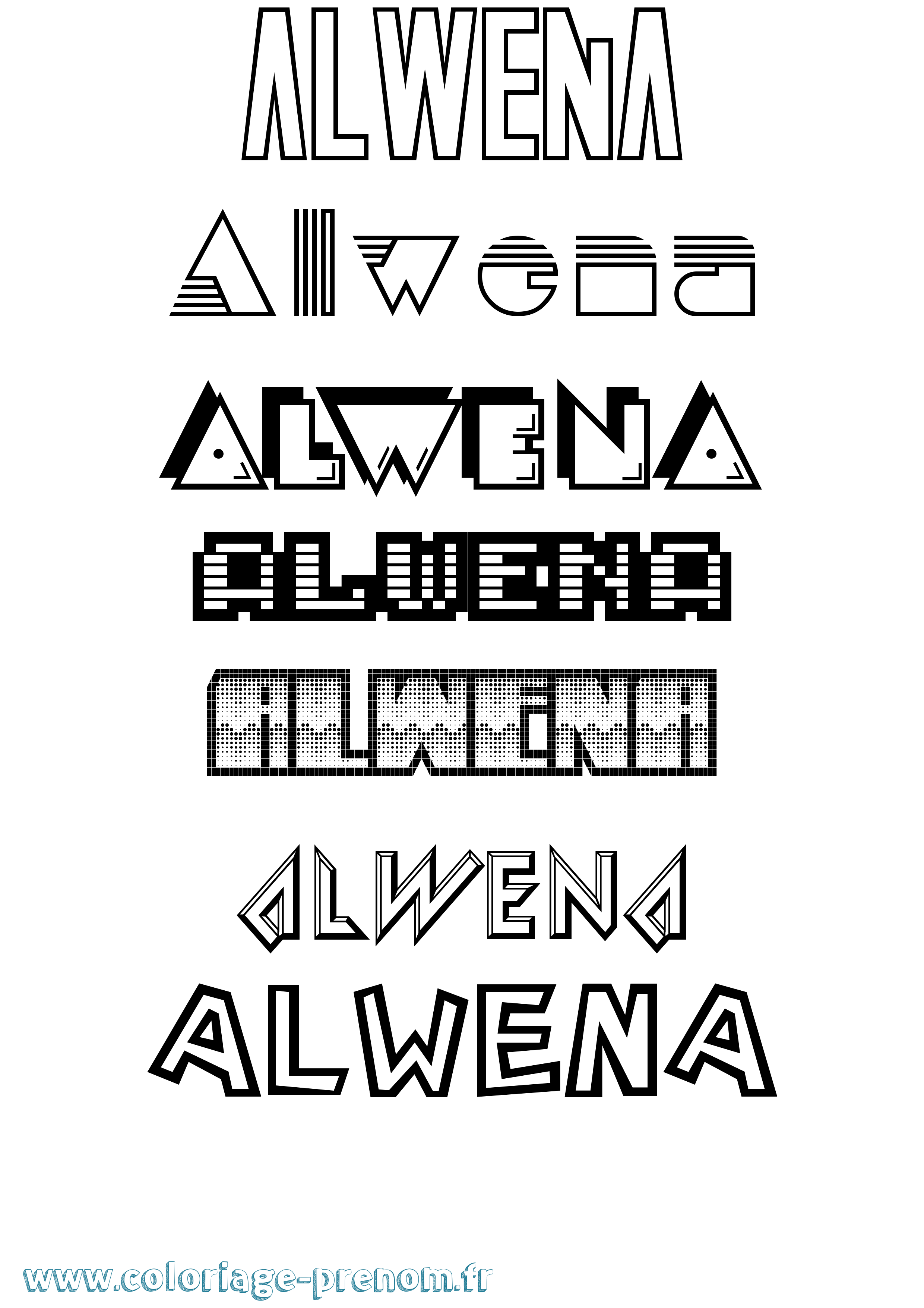 Coloriage prénom Alwena Jeux Vidéos