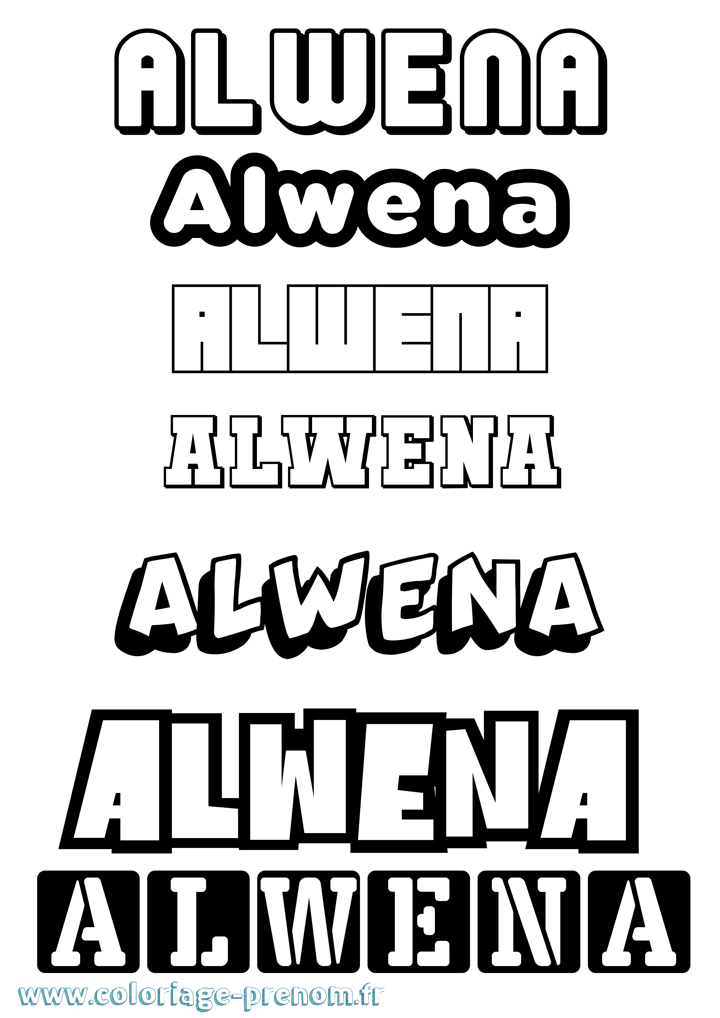 Coloriage prénom Alwena Simple