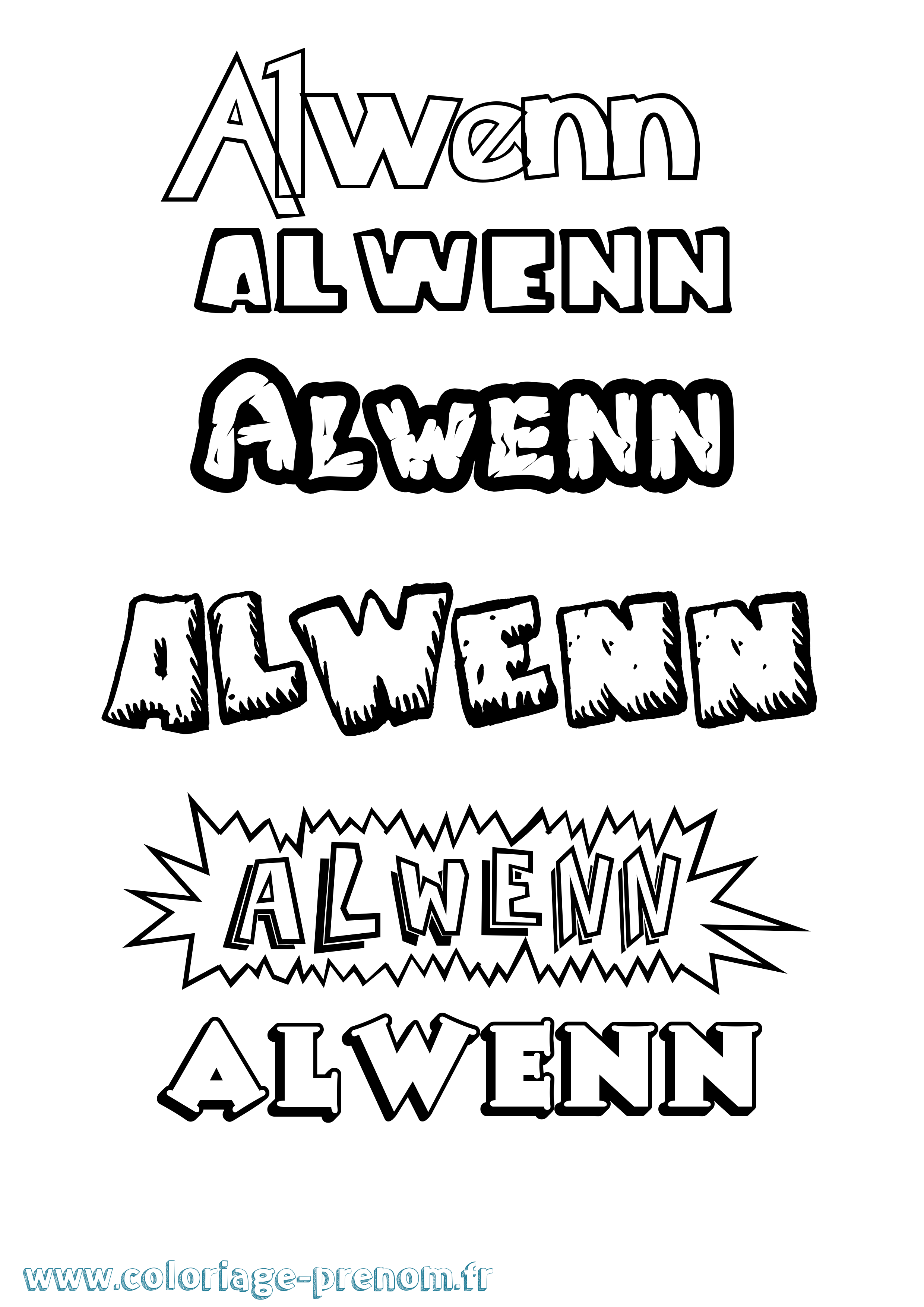 Coloriage prénom Alwenn Dessin Animé