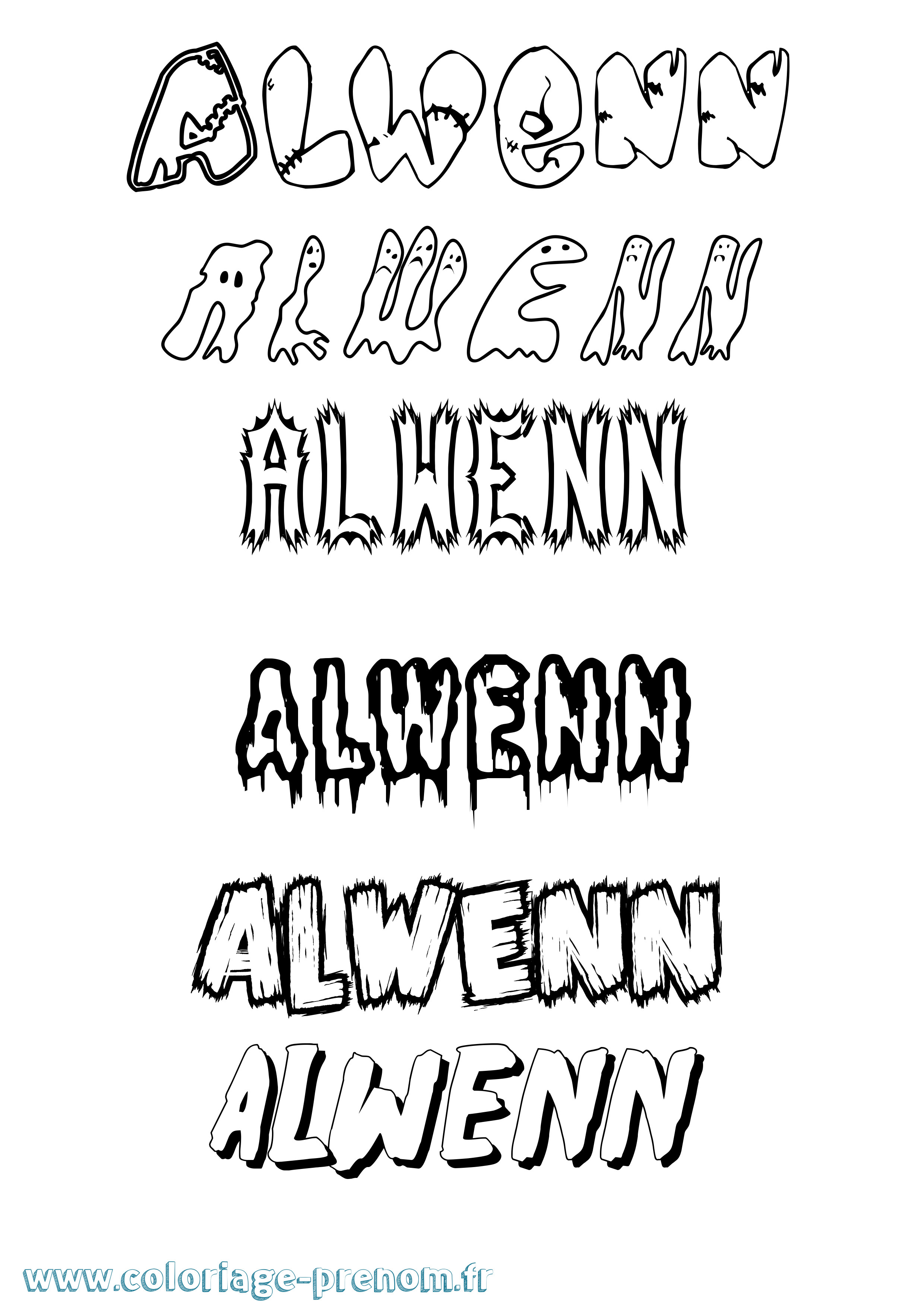 Coloriage prénom Alwenn Frisson
