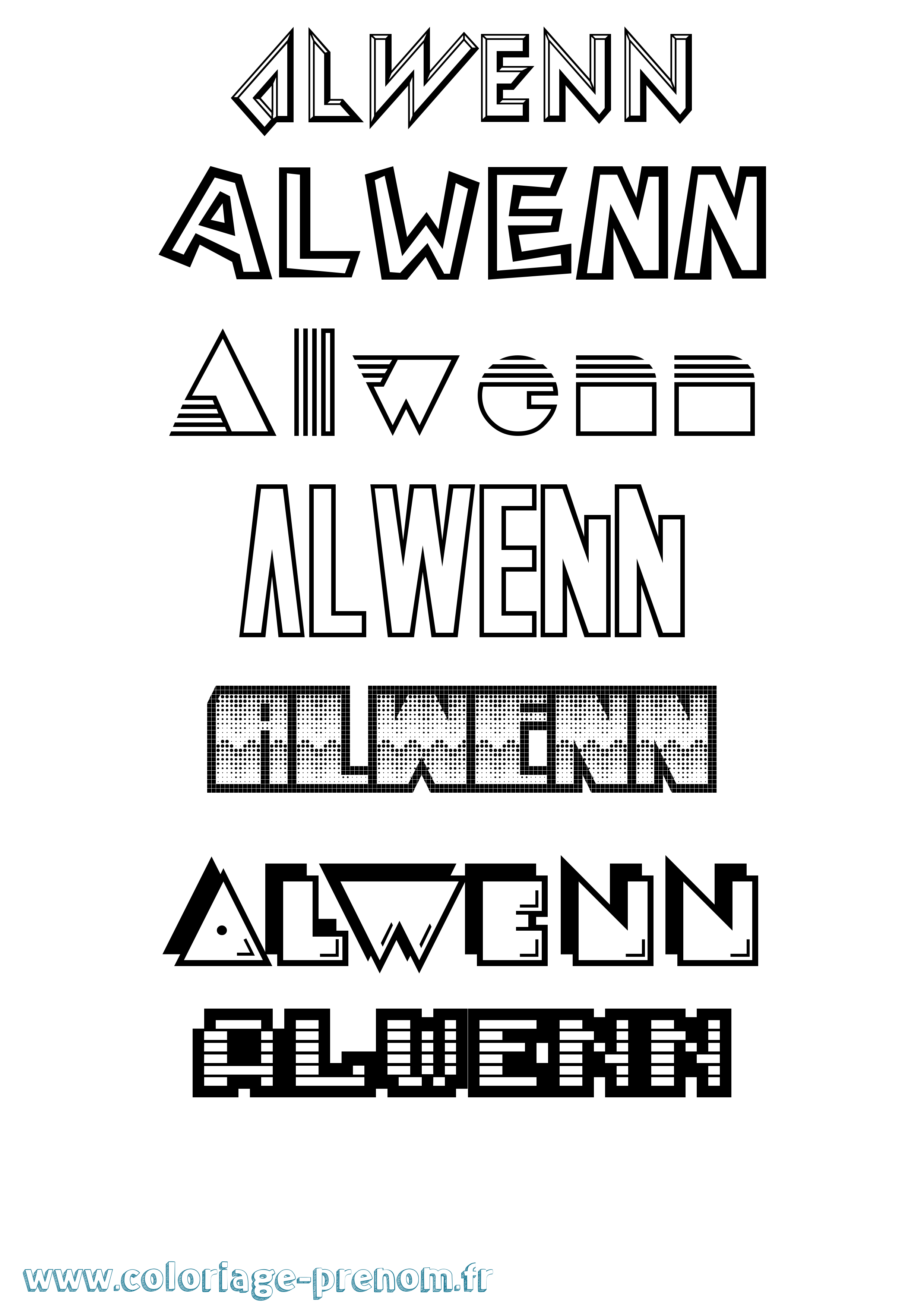 Coloriage prénom Alwenn Jeux Vidéos