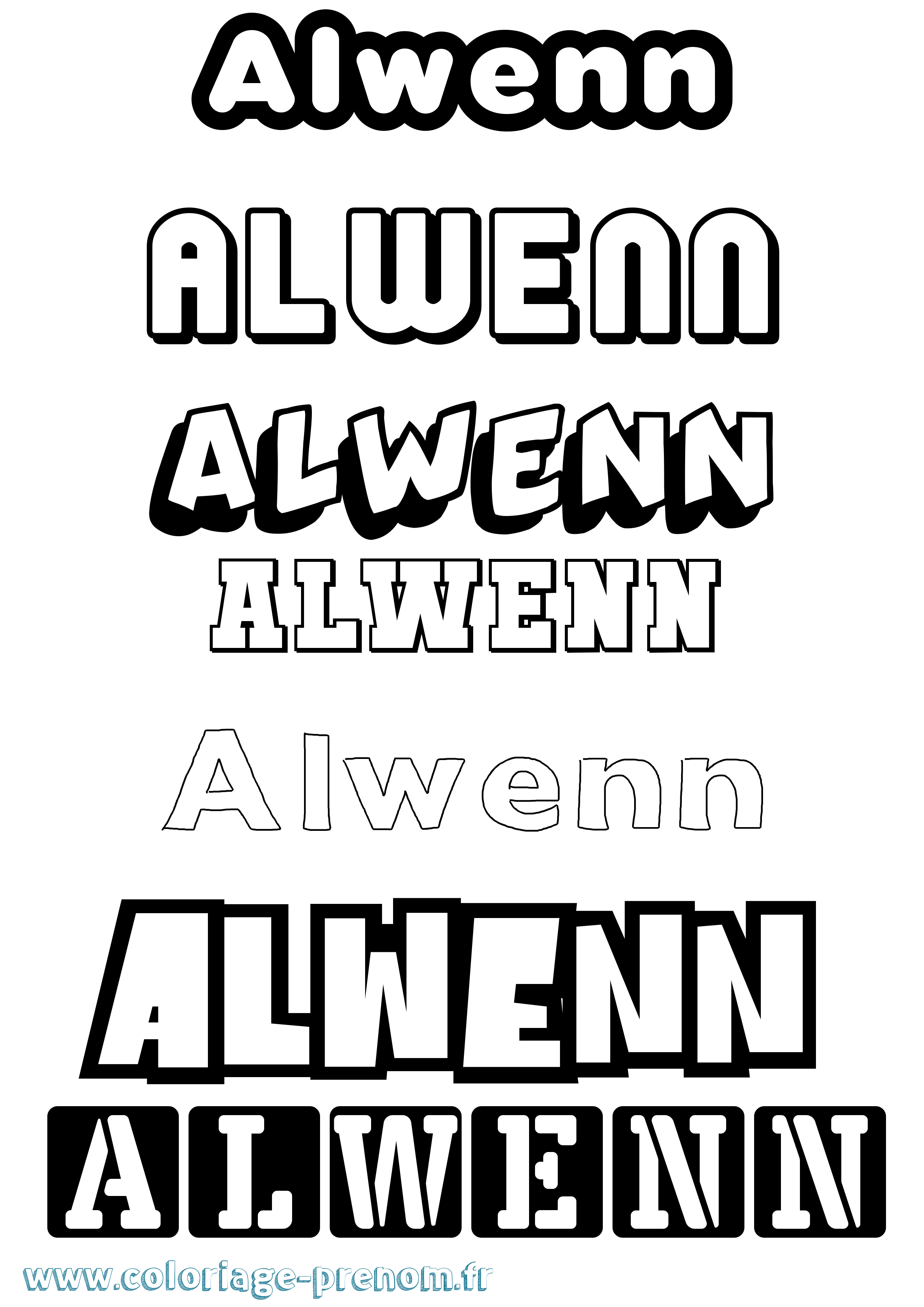 Coloriage prénom Alwenn Simple