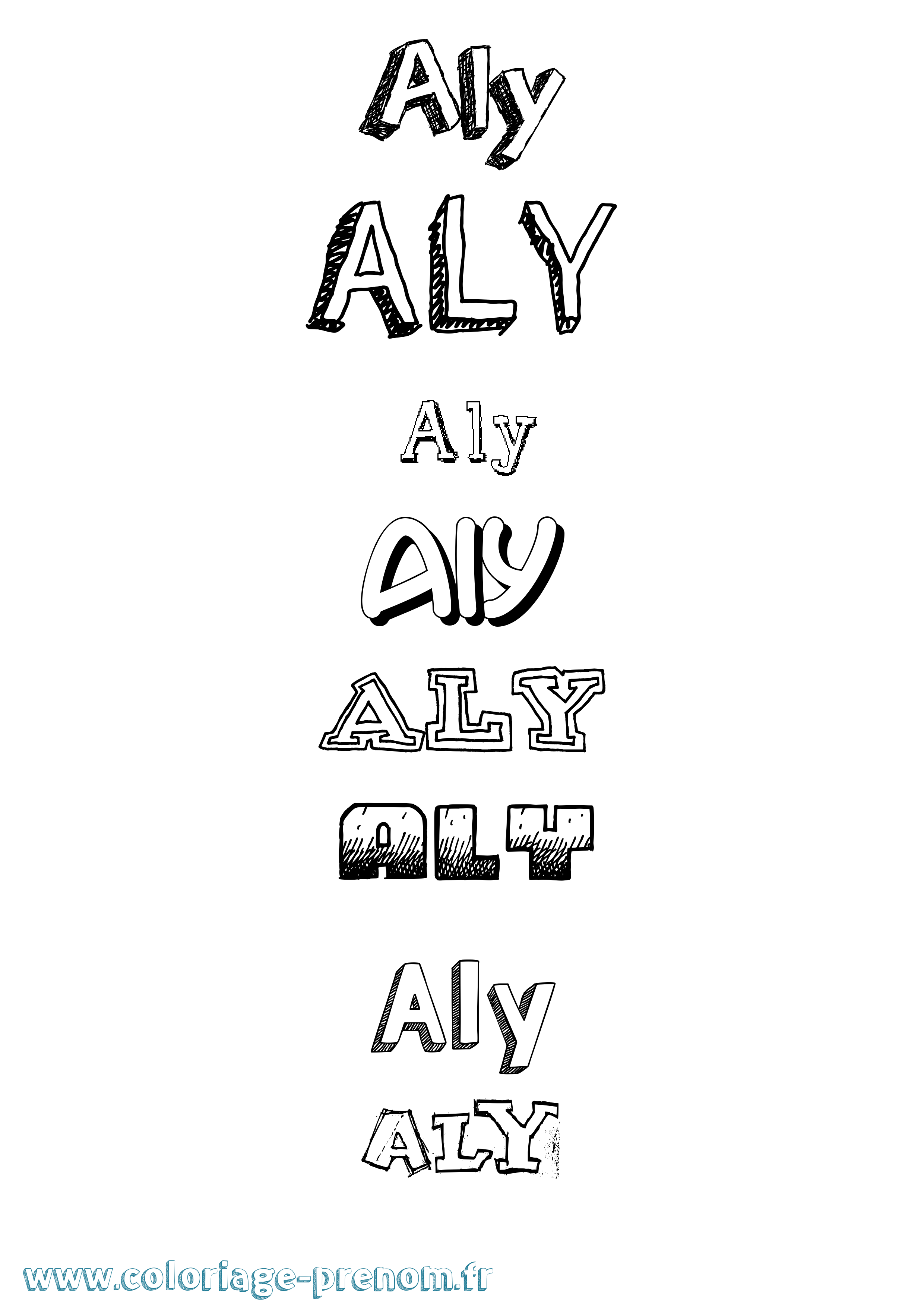 Coloriage prénom Aly Dessiné
