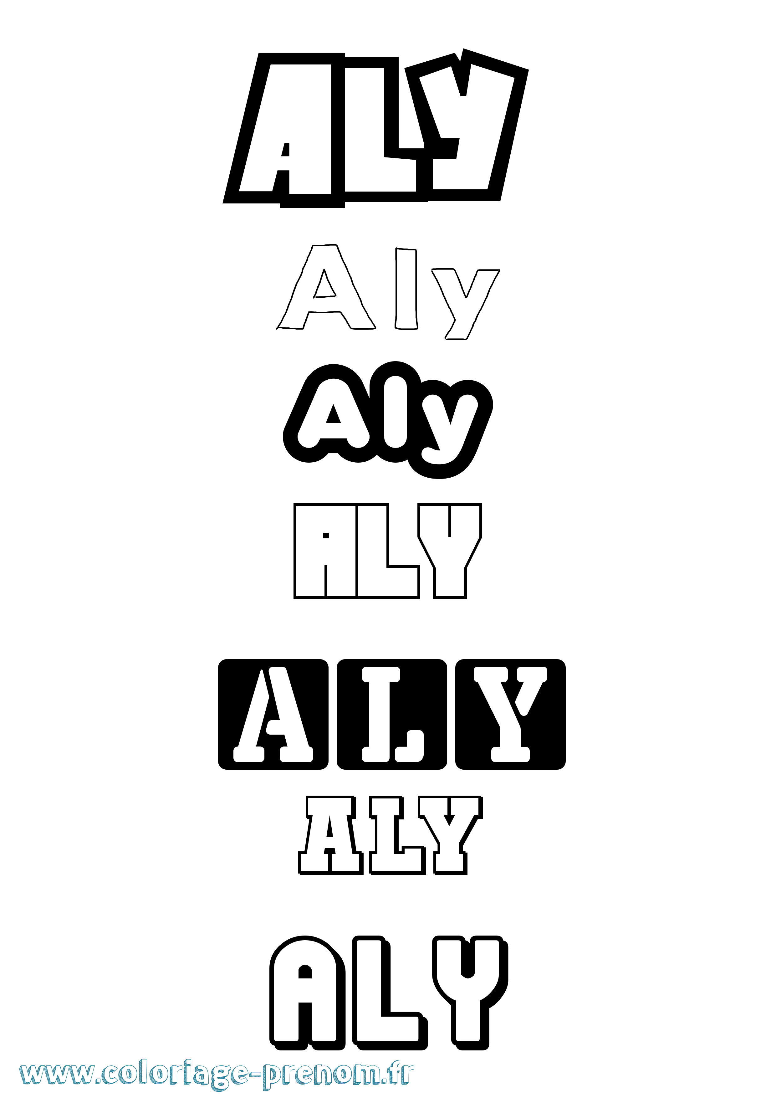 Coloriage prénom Aly Simple