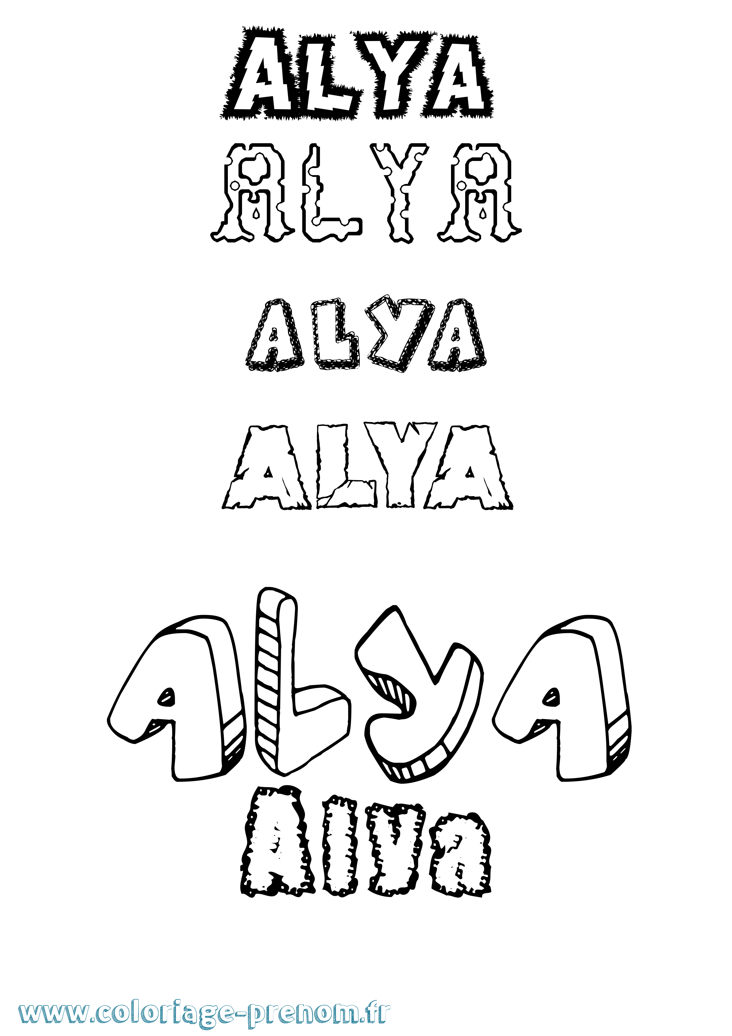 Coloriage prénom Alya