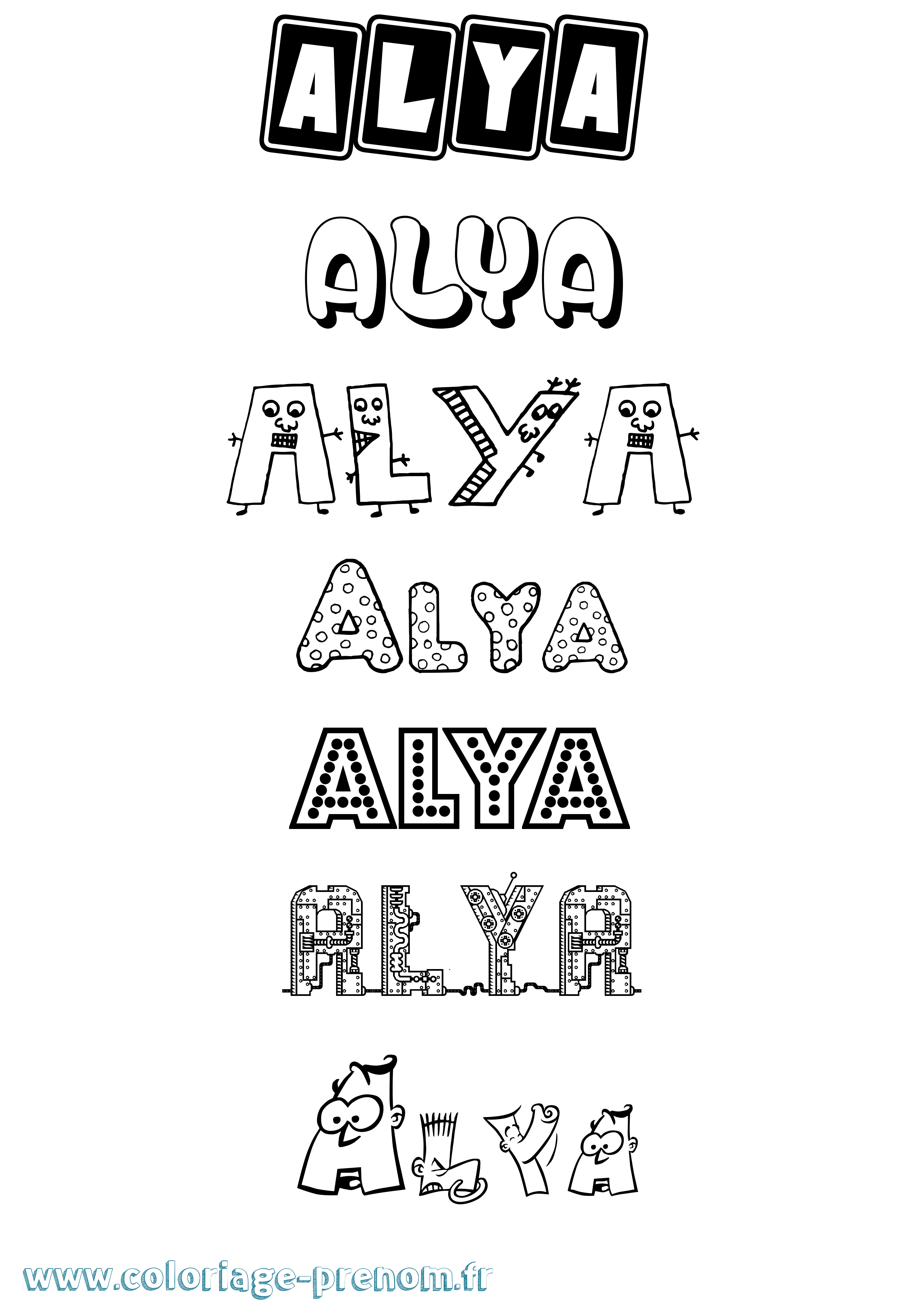 Coloriage prénom Alya