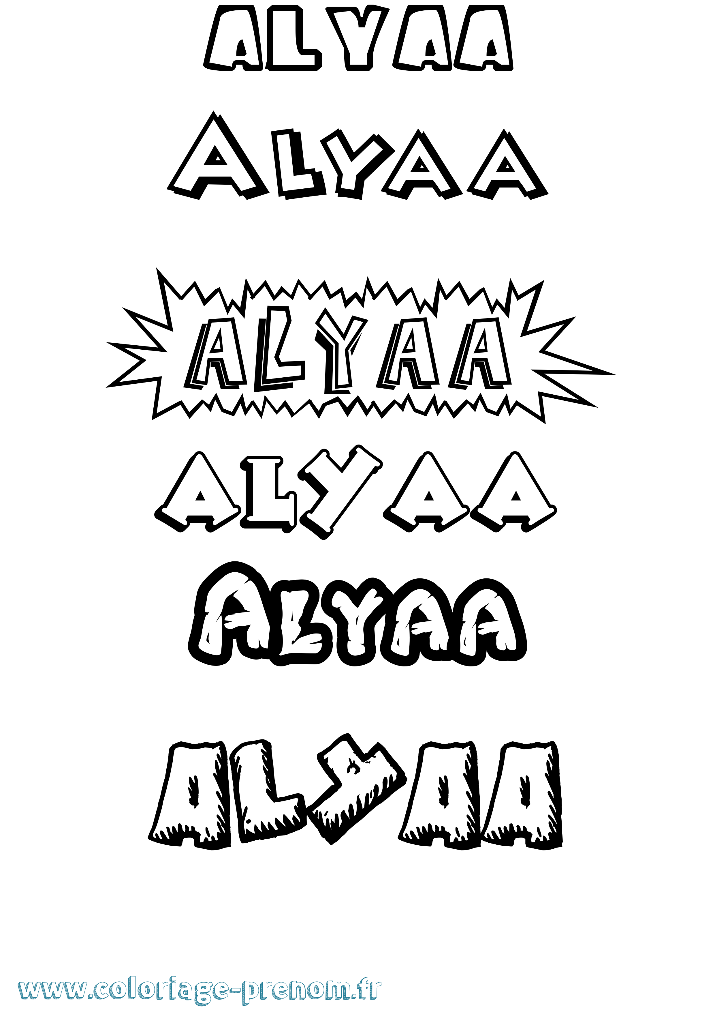 Coloriage prénom Alyaa Dessin Animé