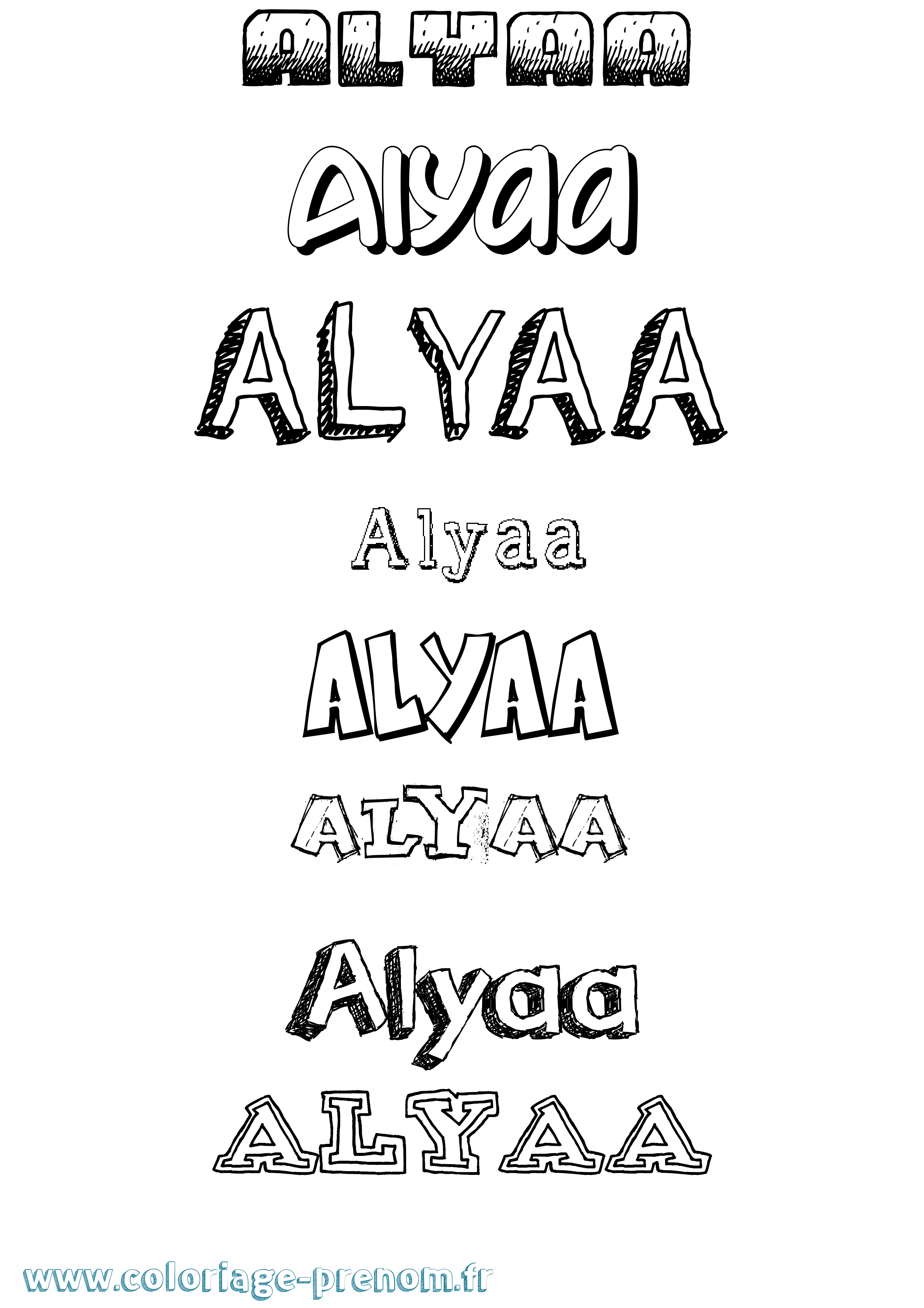 Coloriage prénom Alyaa Dessiné