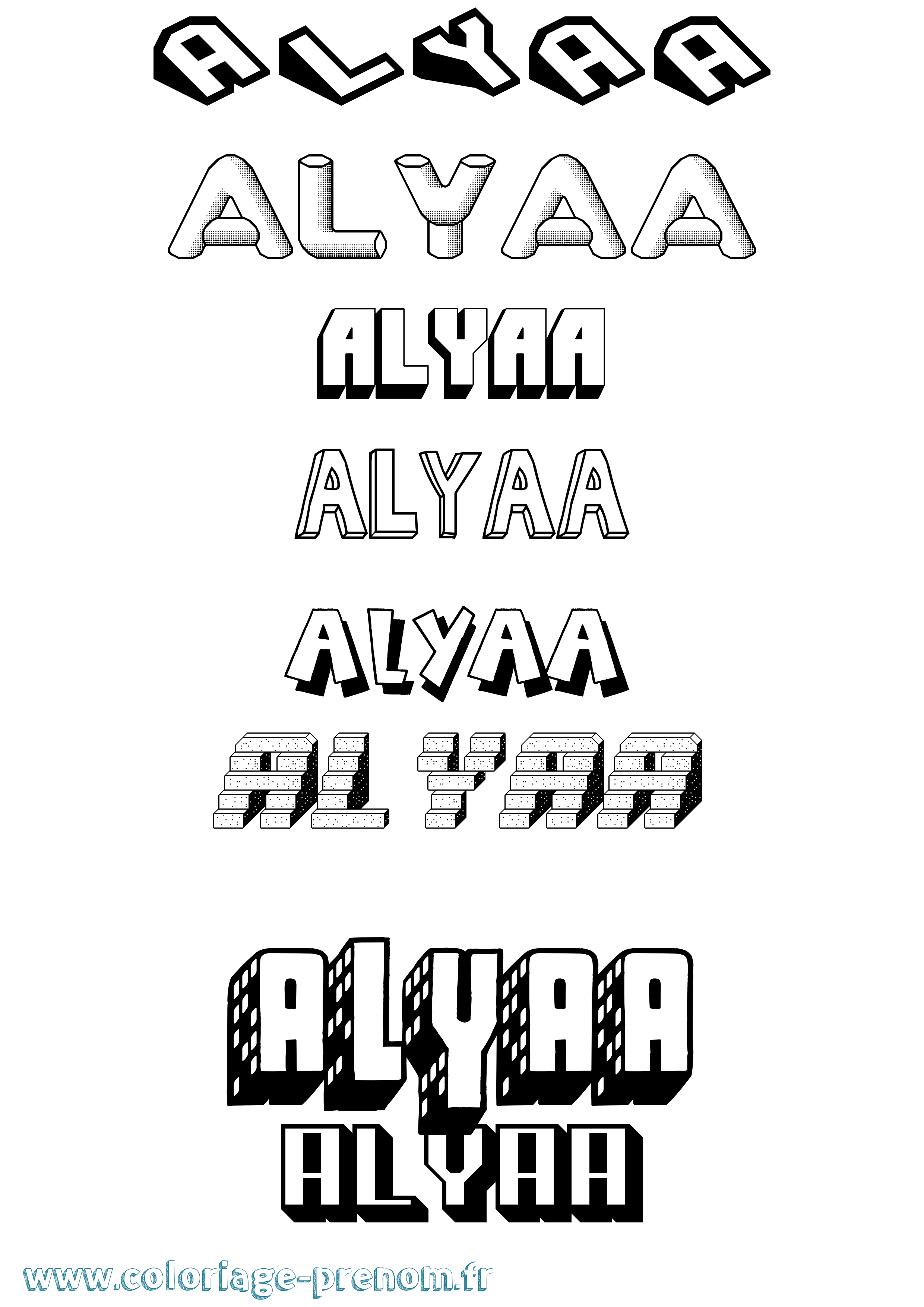 Coloriage prénom Alyaa Effet 3D