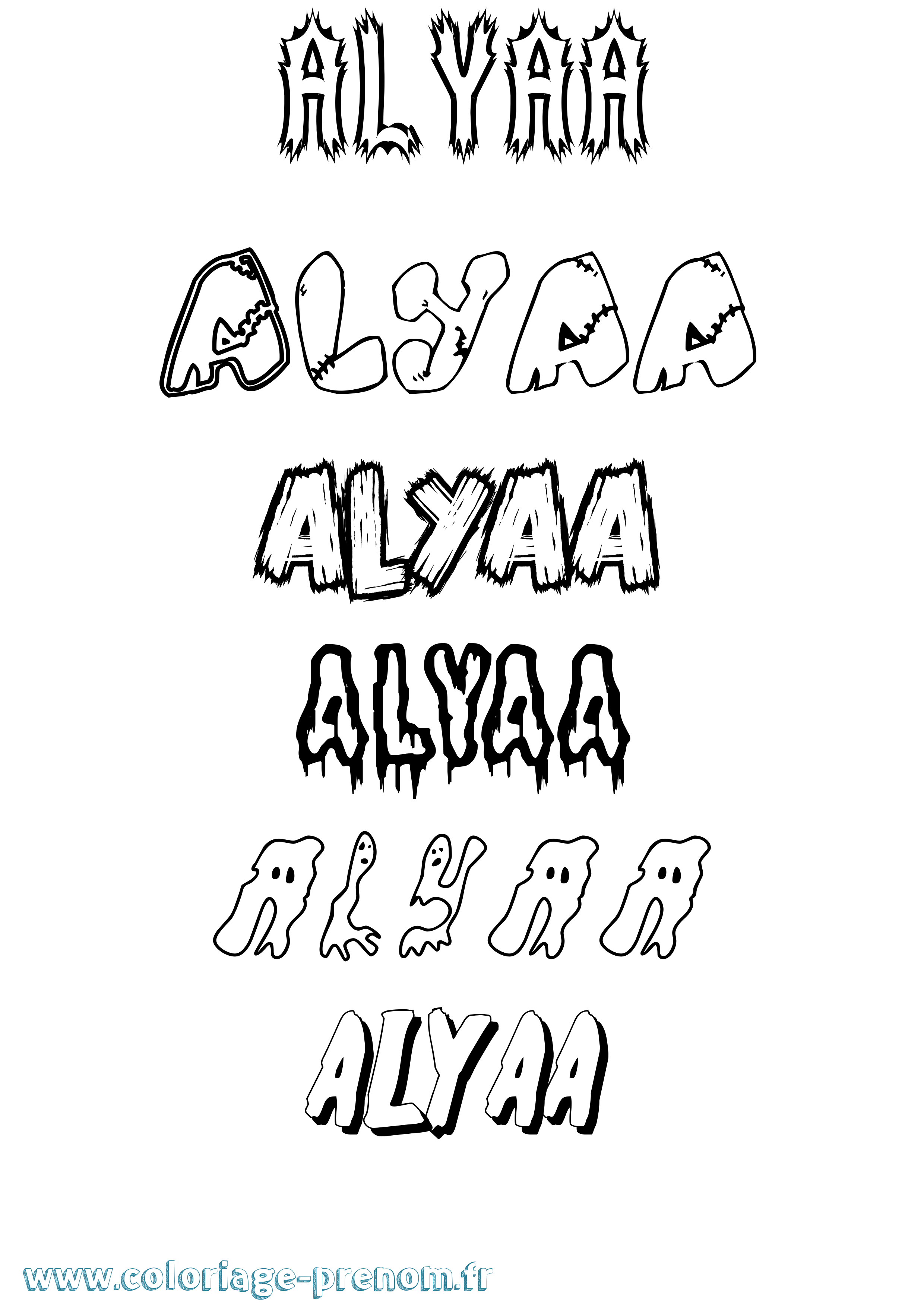 Coloriage prénom Alyaa Frisson