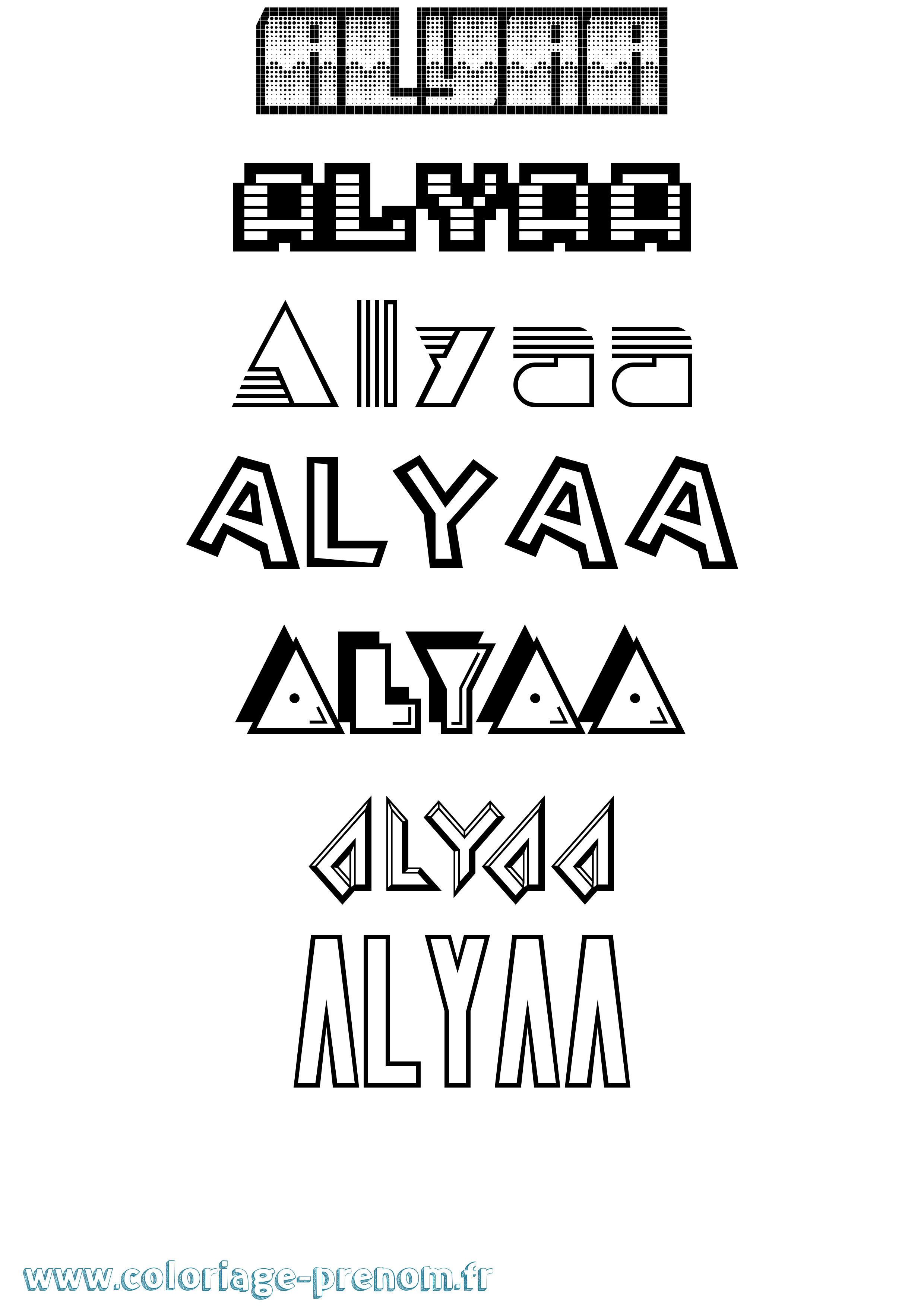 Coloriage prénom Alyaa Jeux Vidéos