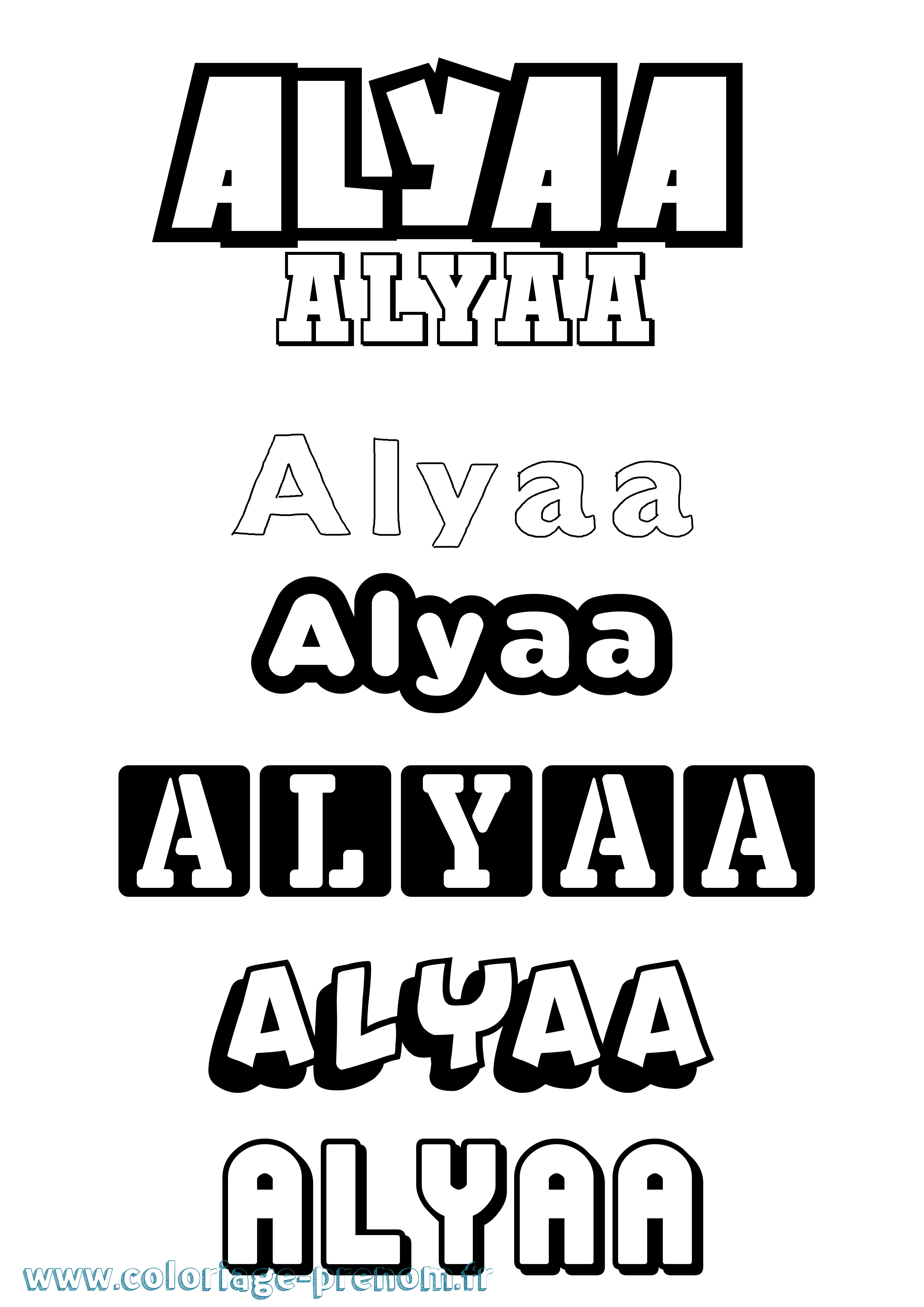 Coloriage prénom Alyaa Simple