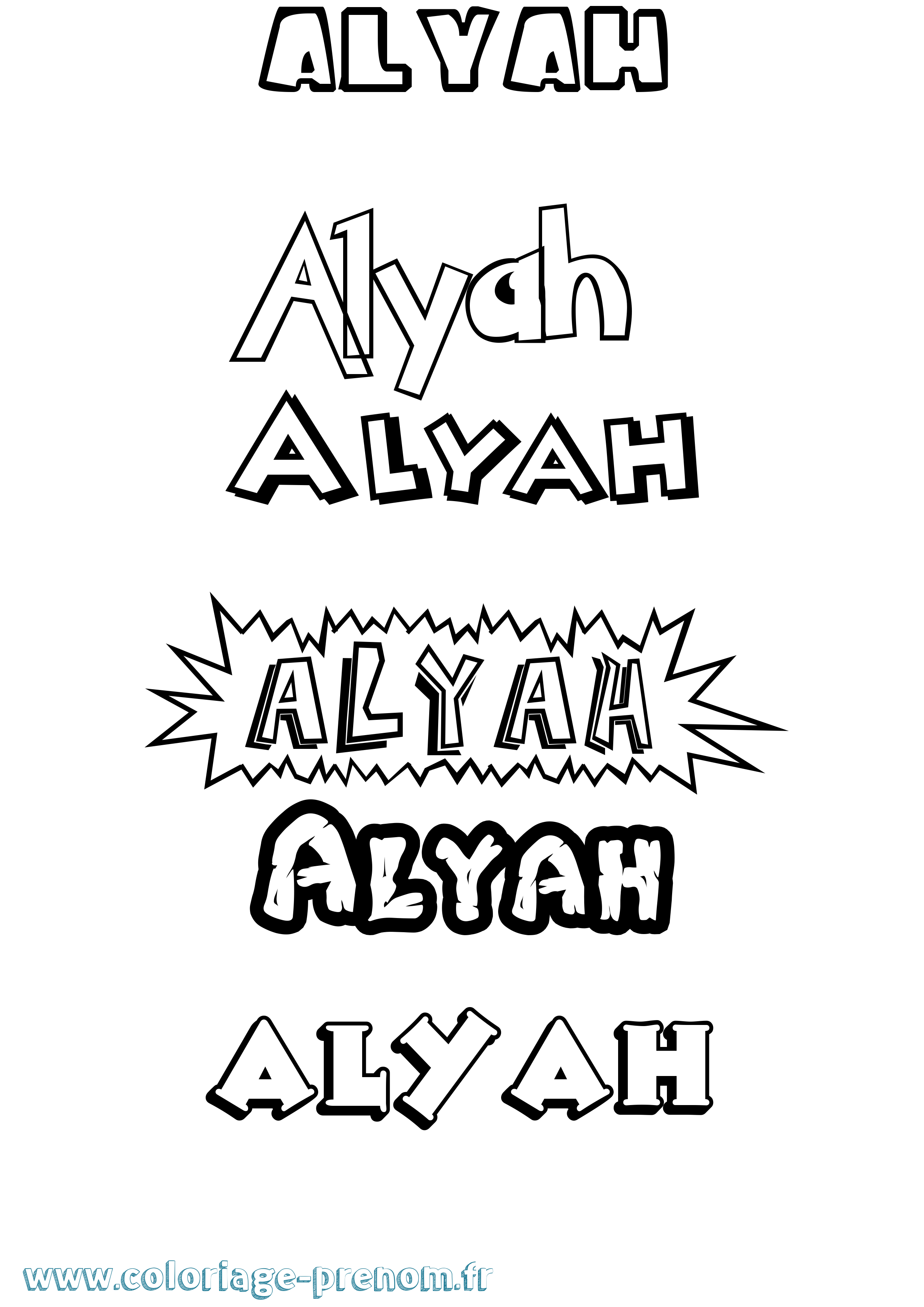 Coloriage Alyah Dessin Animé Coloriage prénom Alyah Dessin Animé