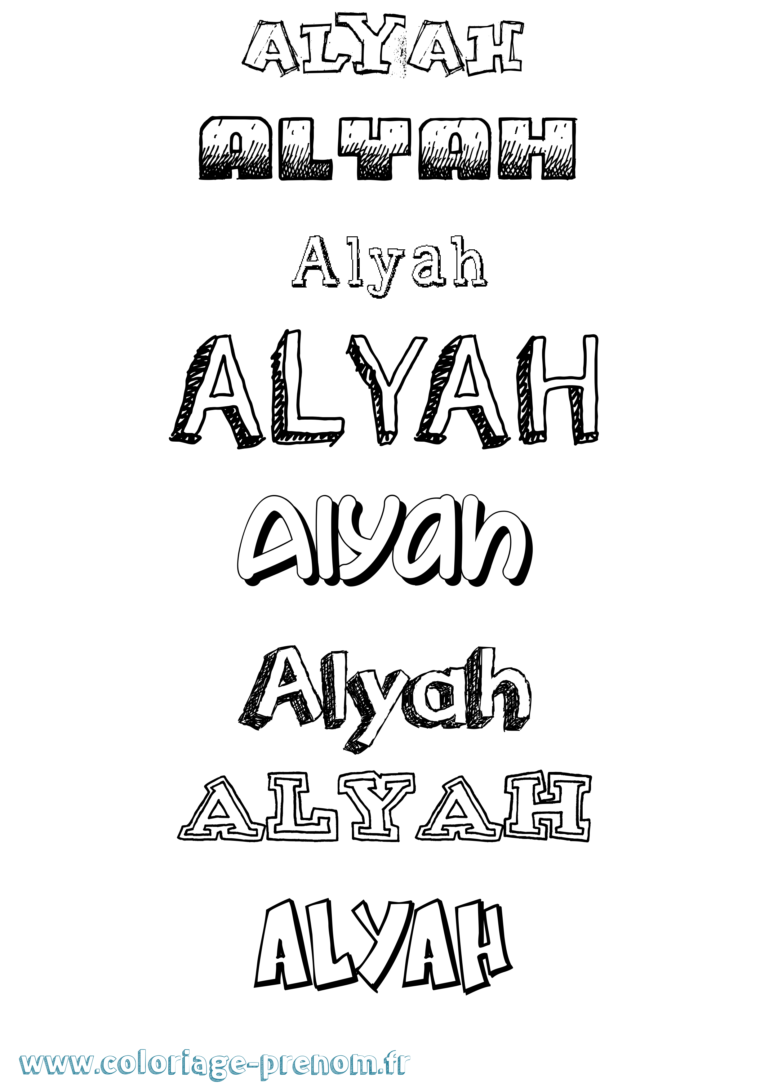 Coloriage prénom Alyah Dessiné