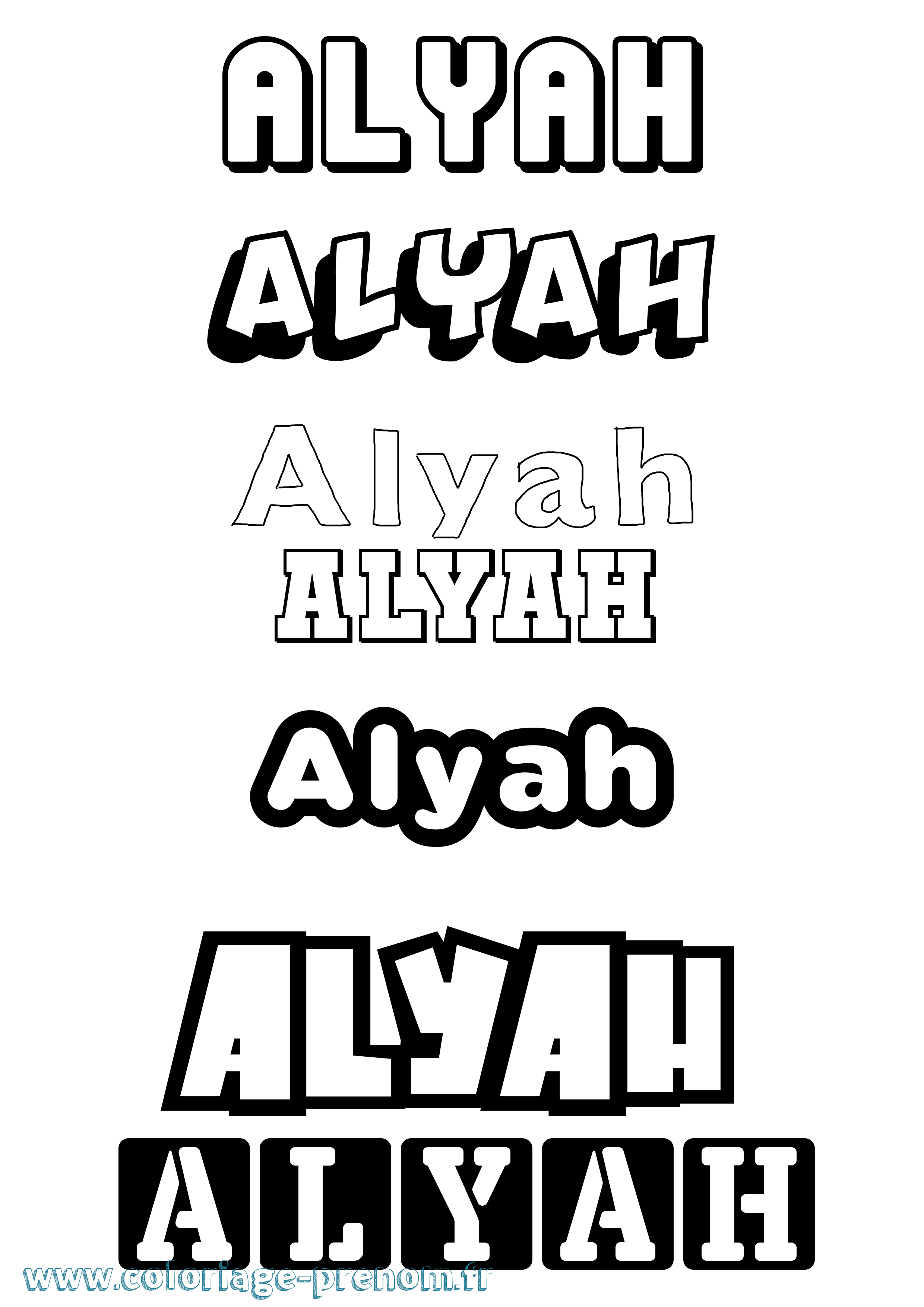 Coloriage Alyah Simple Coloriage prénom Alyah Simple