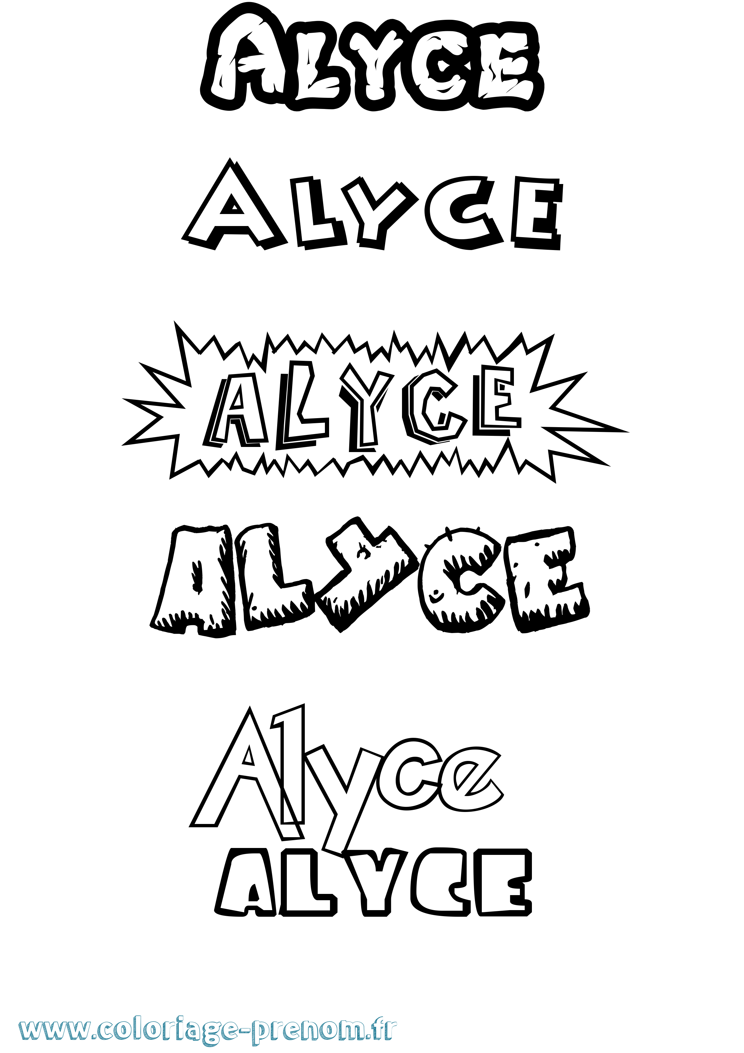 Coloriage prénom Alyce Dessin Animé