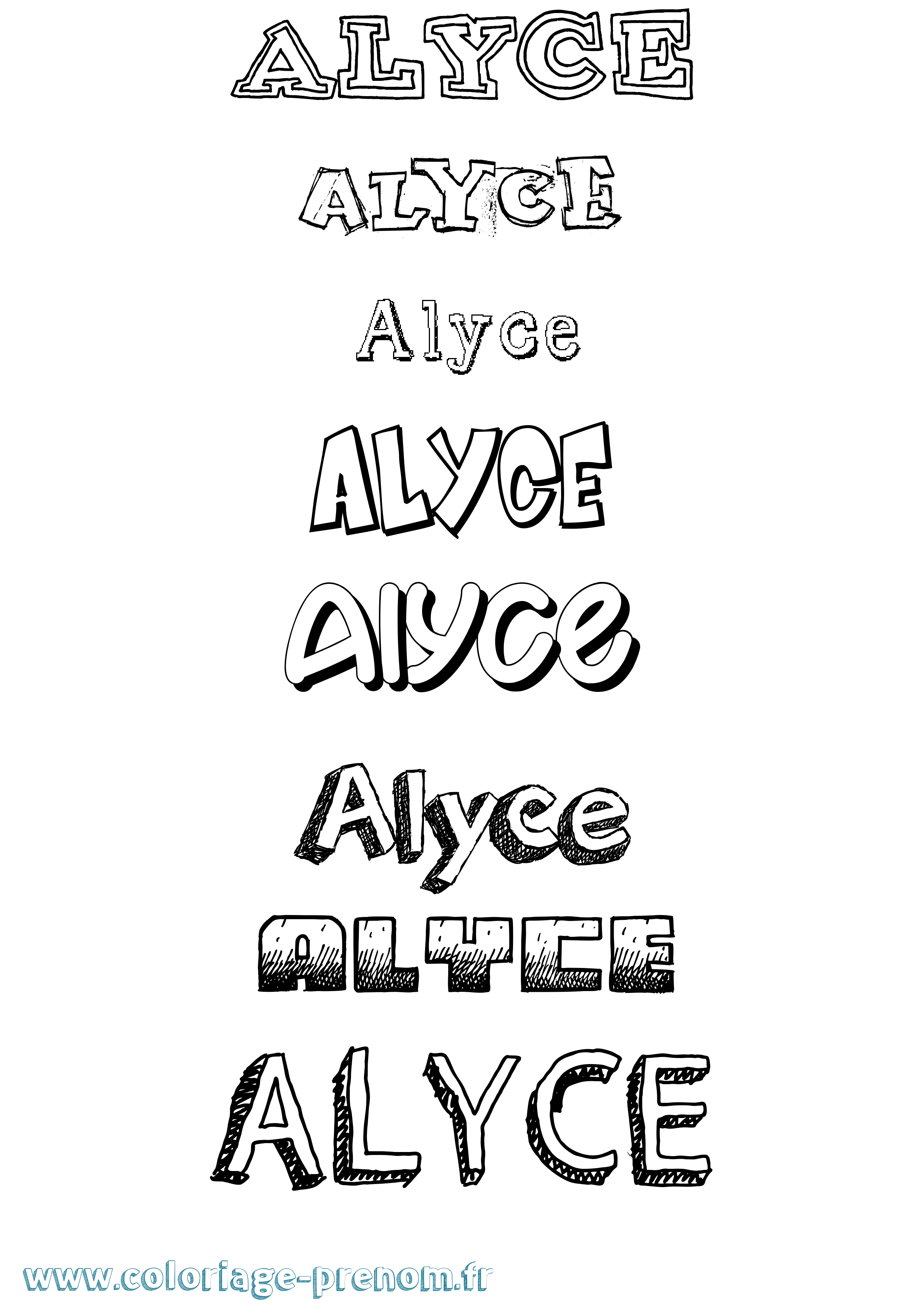 Coloriage prénom Alyce Dessiné