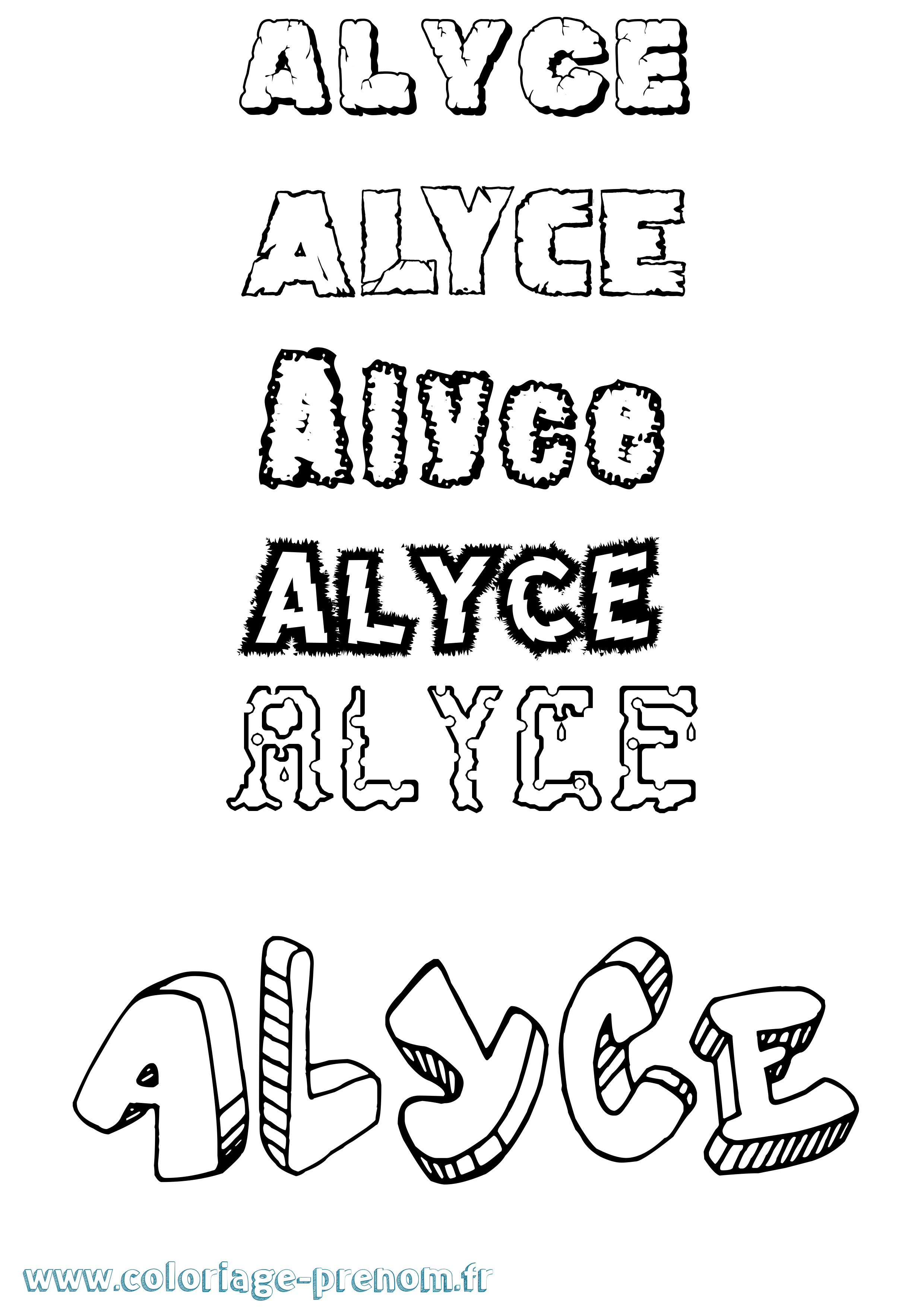 Coloriage prénom Alyce Destructuré