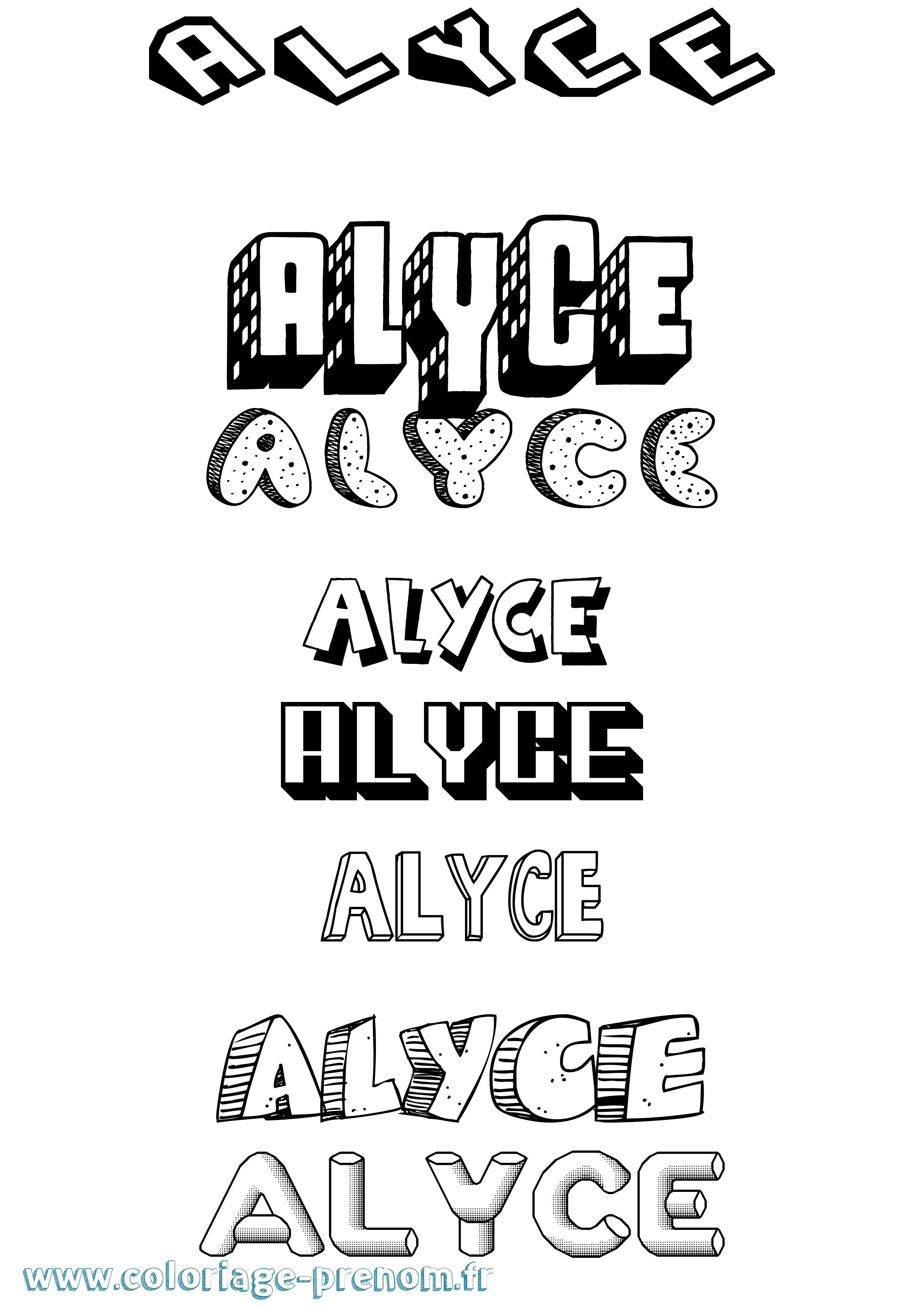 Coloriage prénom Alyce Effet 3D