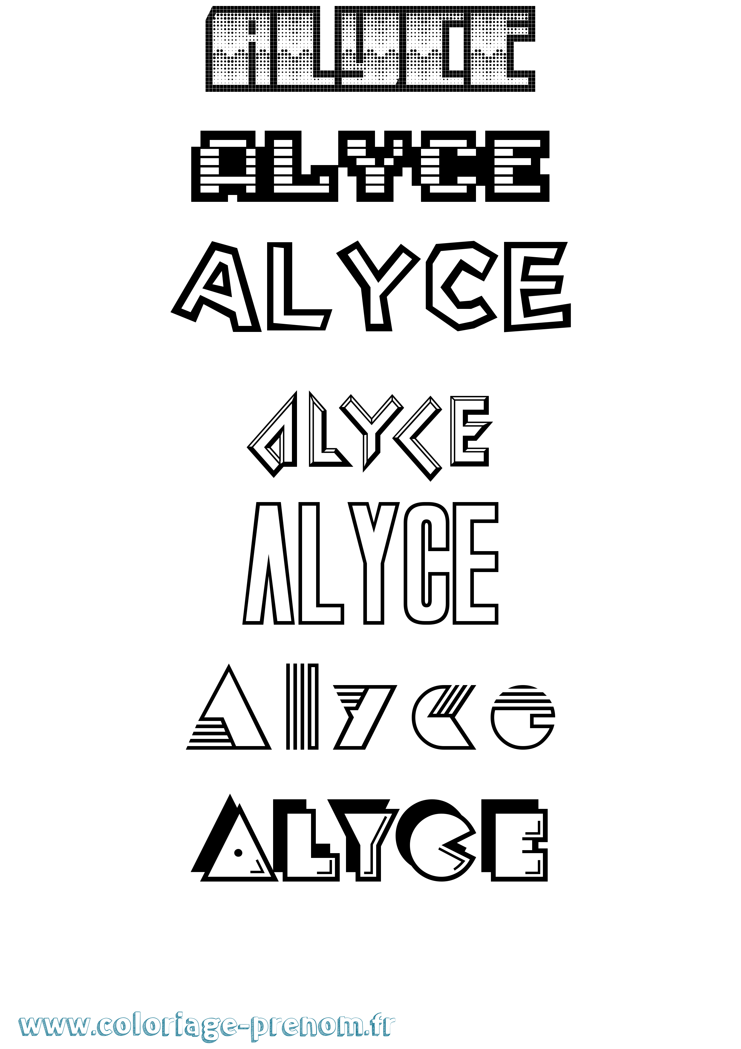 Coloriage prénom Alyce Jeux Vidéos