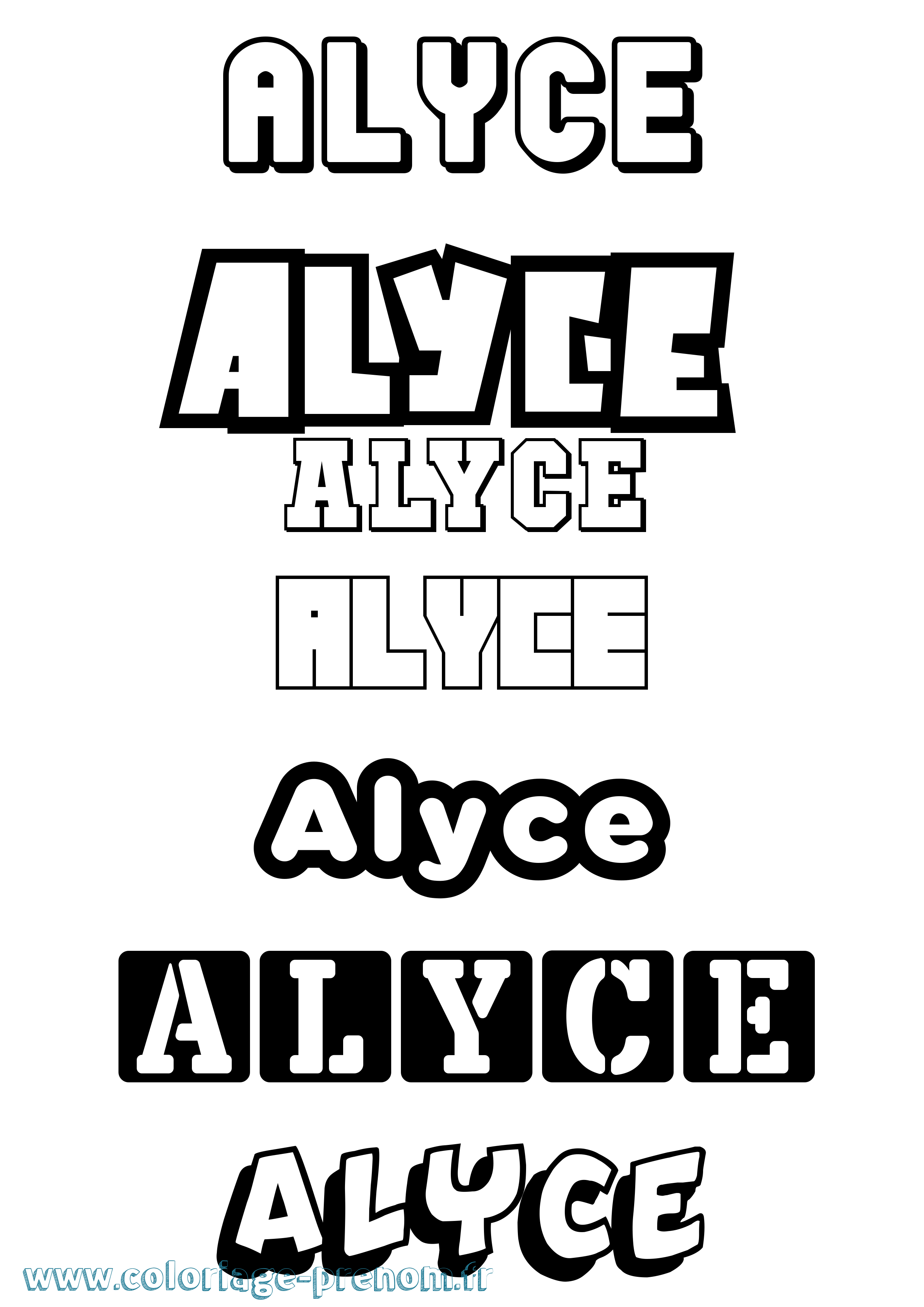 Coloriage prénom Alyce Simple