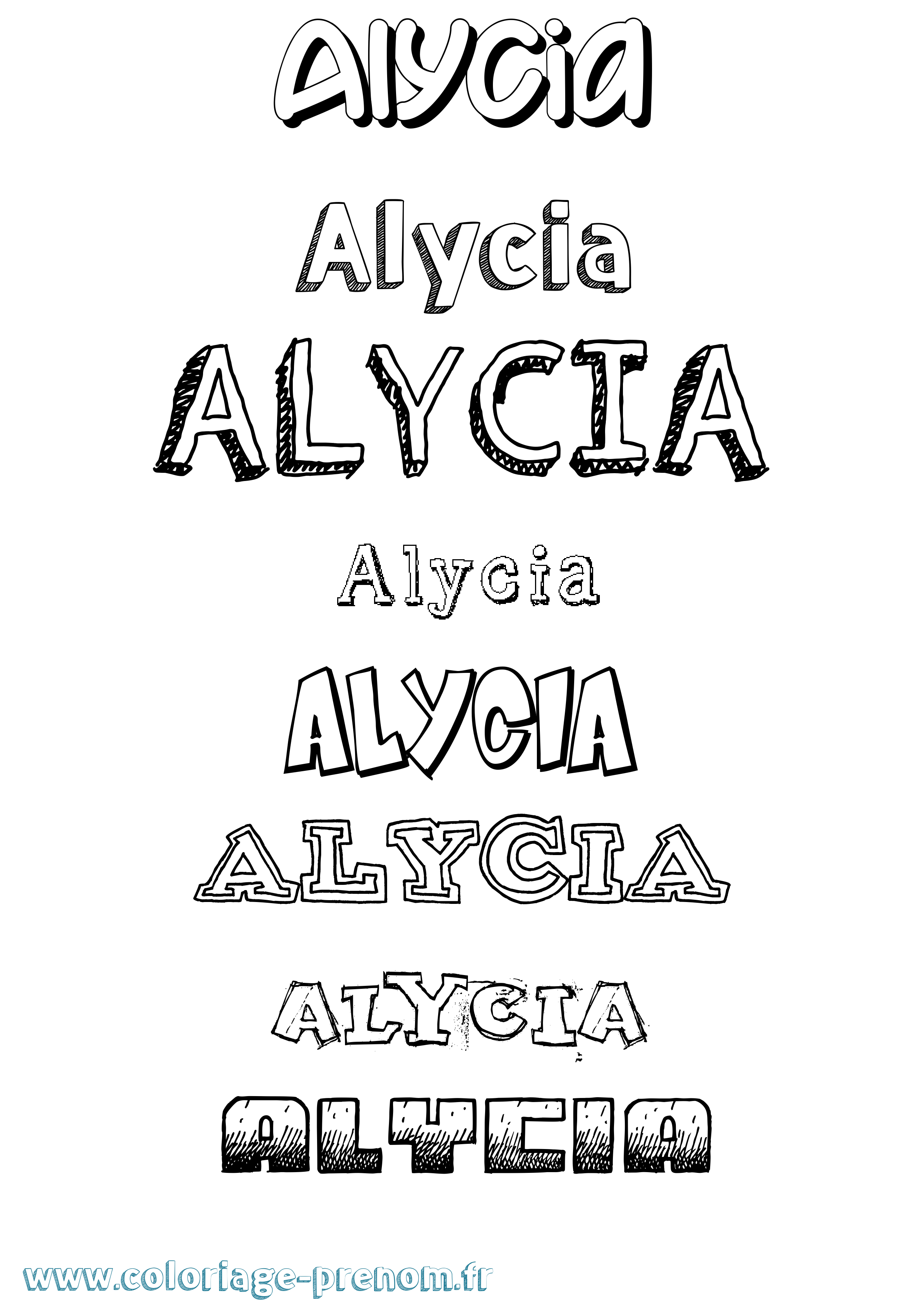 Coloriage Alycia Dessiné Coloriage prénom Alycia Dessiné