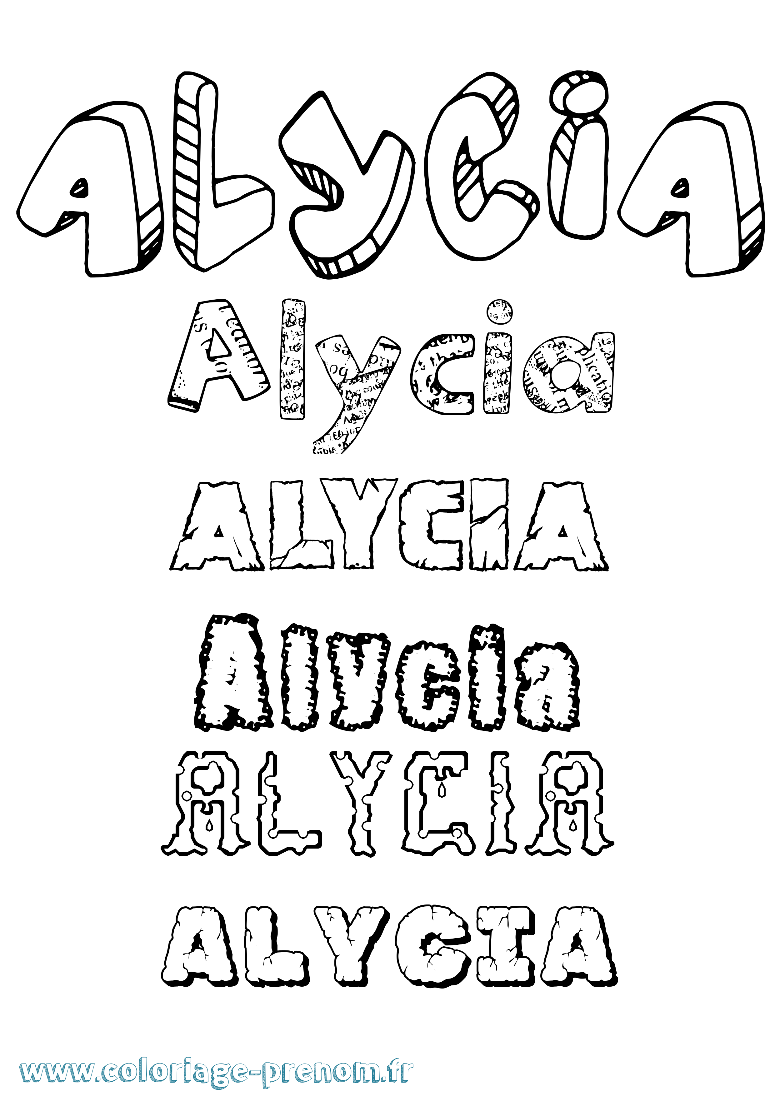 Coloriage Alycia Destructuré Coloriage prénom Alycia Destructuré
