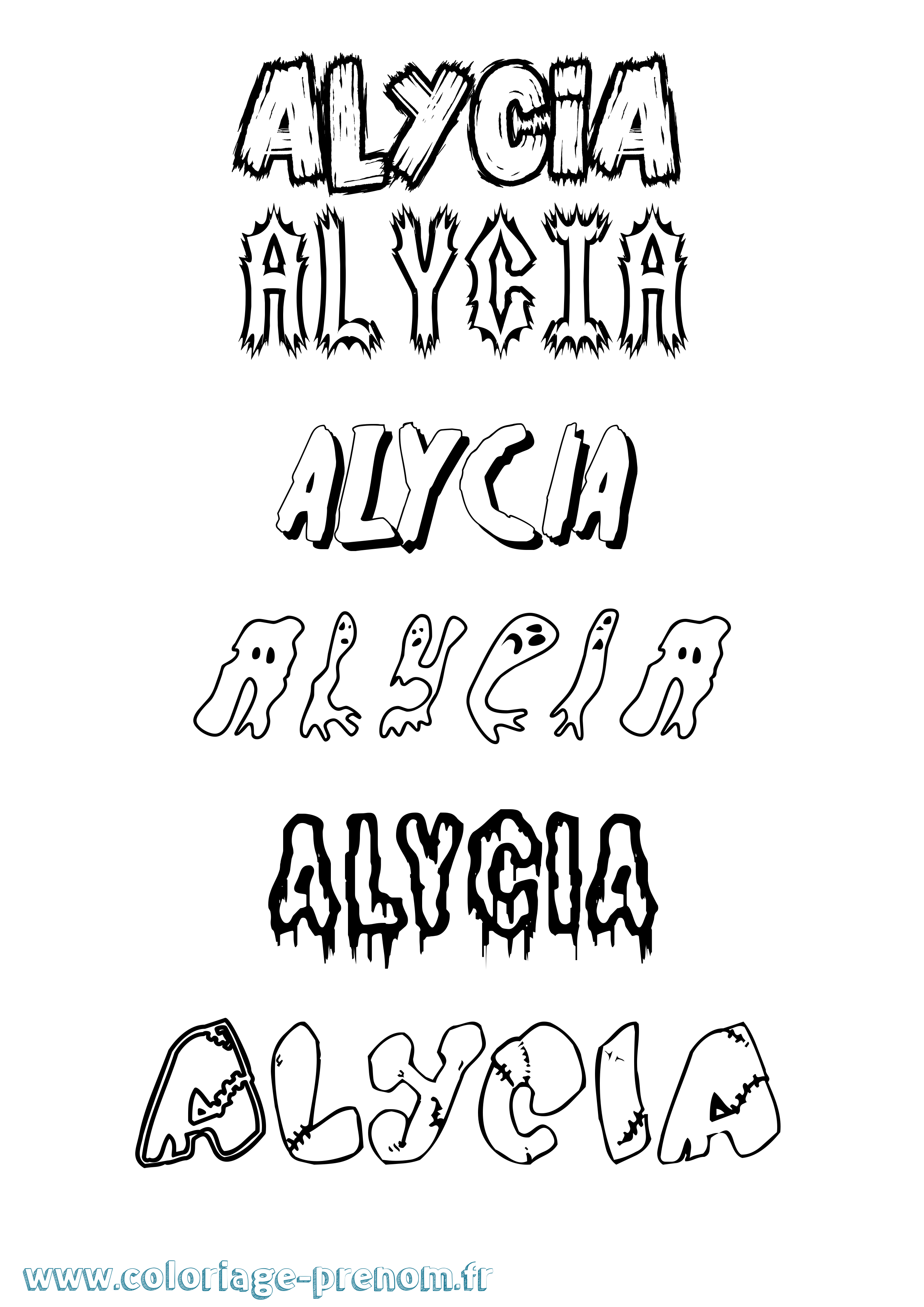 Coloriage Alycia Frisson Coloriage prénom Alycia Frisson