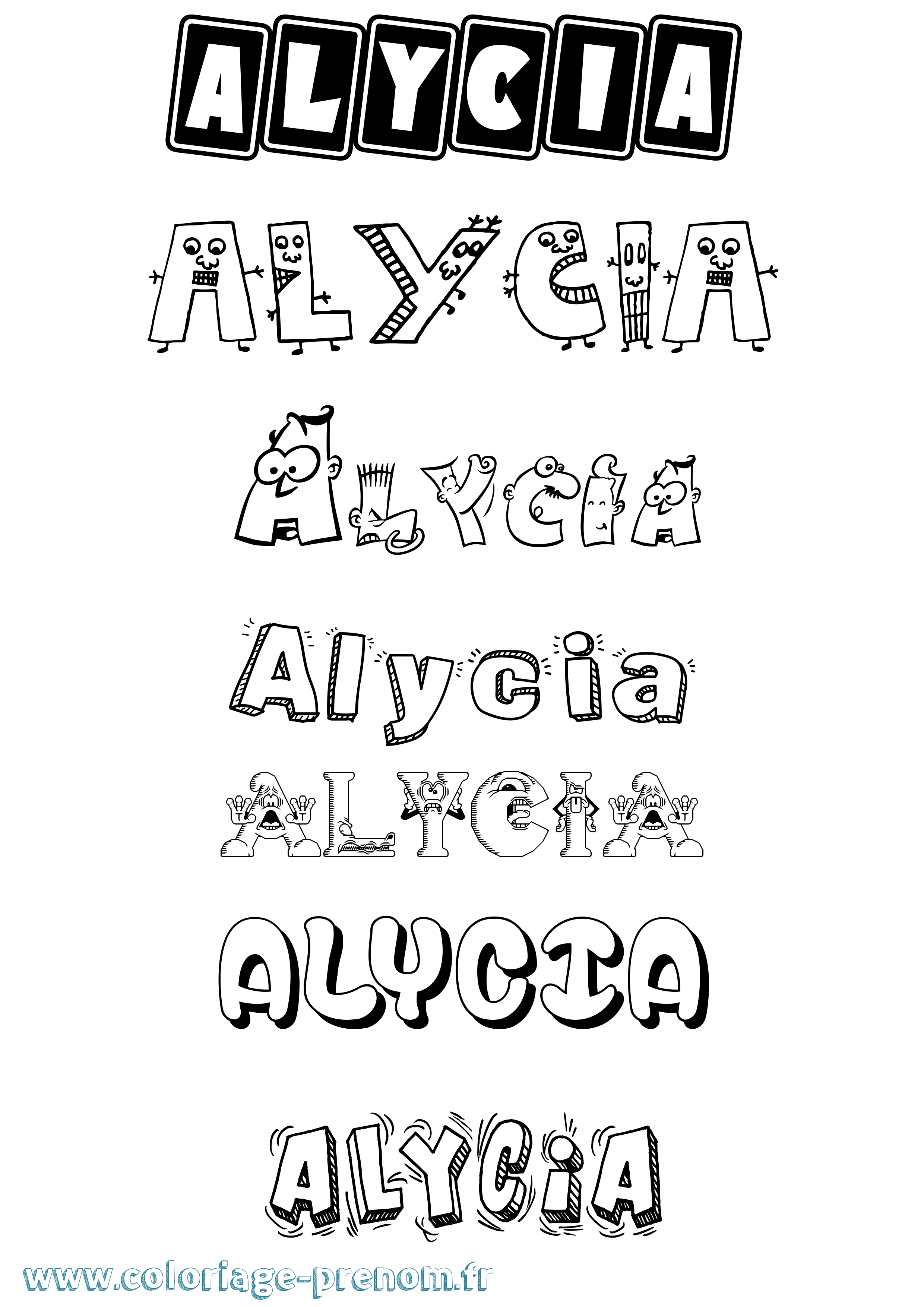 Coloriage Alycia Fun Coloriage prénom Alycia Fun
