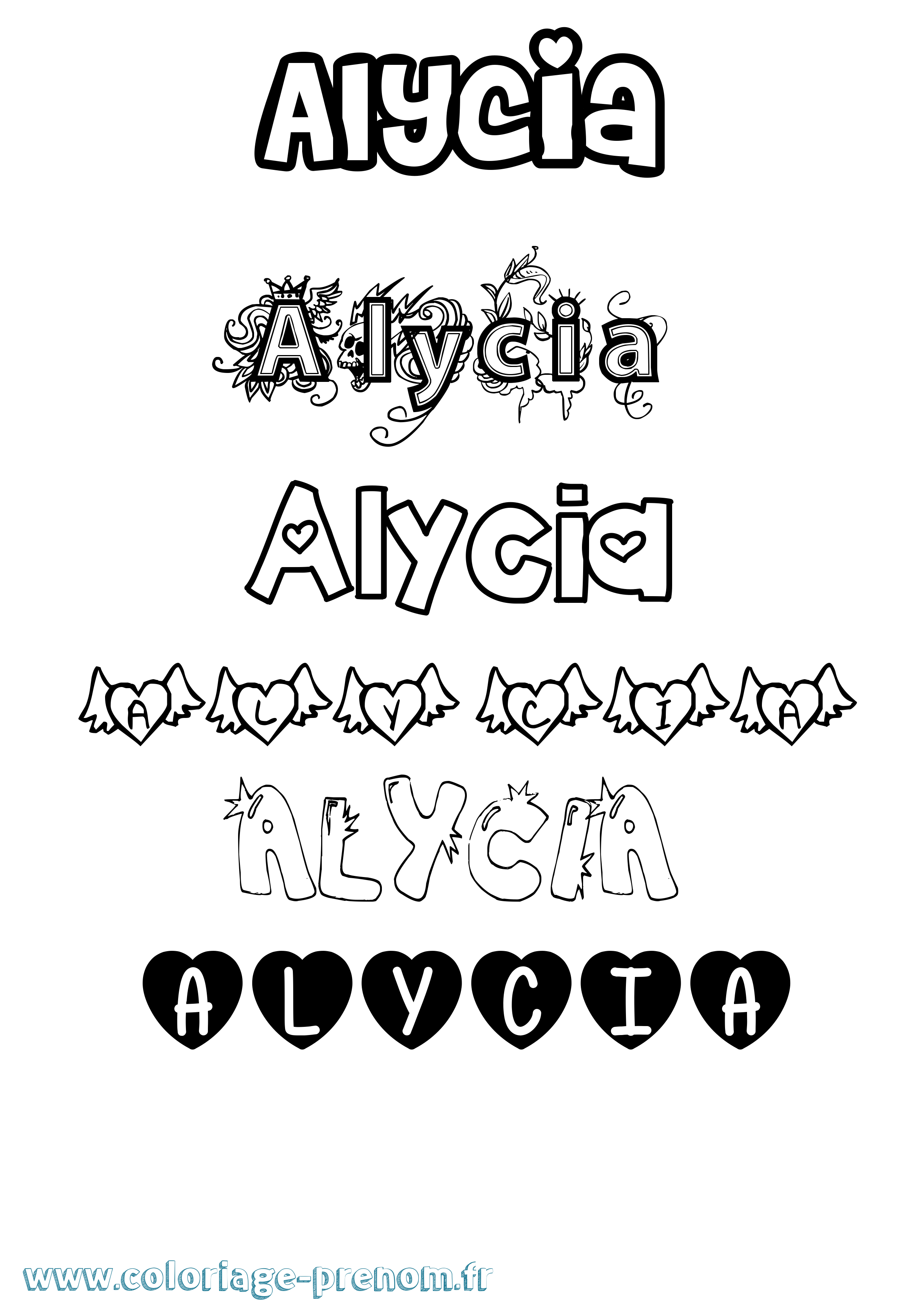 Coloriage Alycia Girly Coloriage prénom Alycia Girly