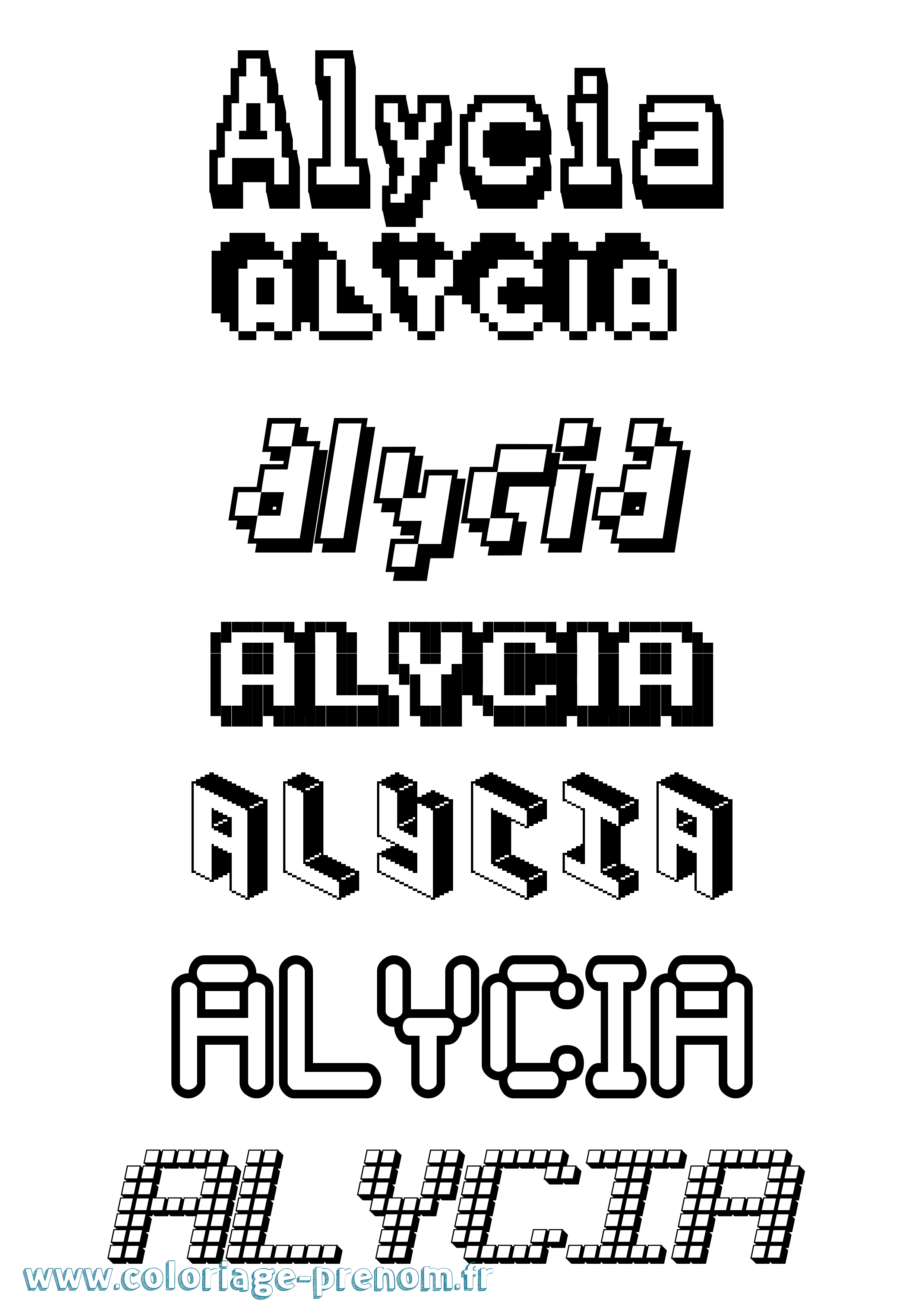 Coloriage Alycia Pixel Coloriage prénom Alycia Pixel