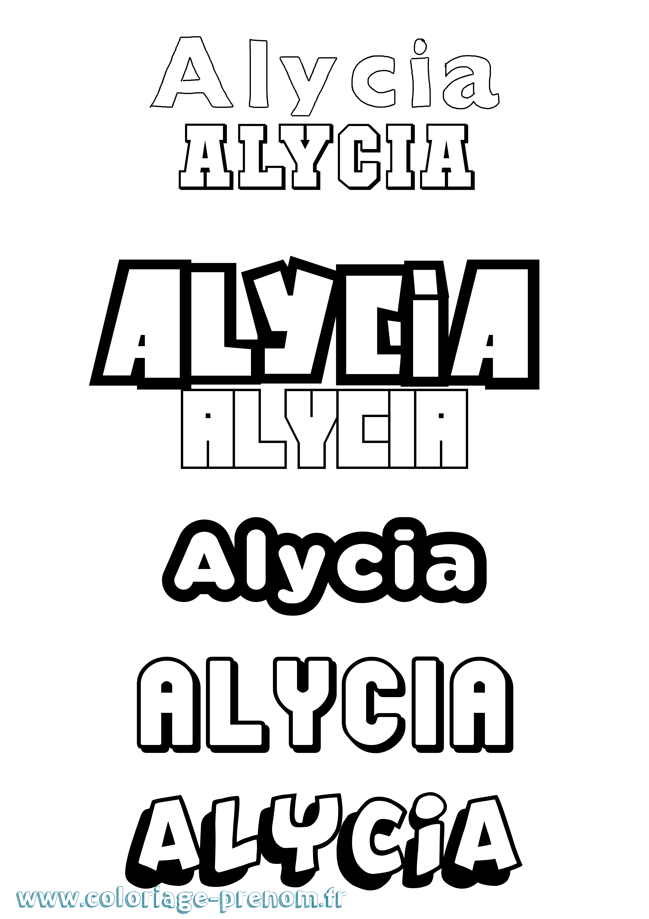 Coloriage prénom Alycia