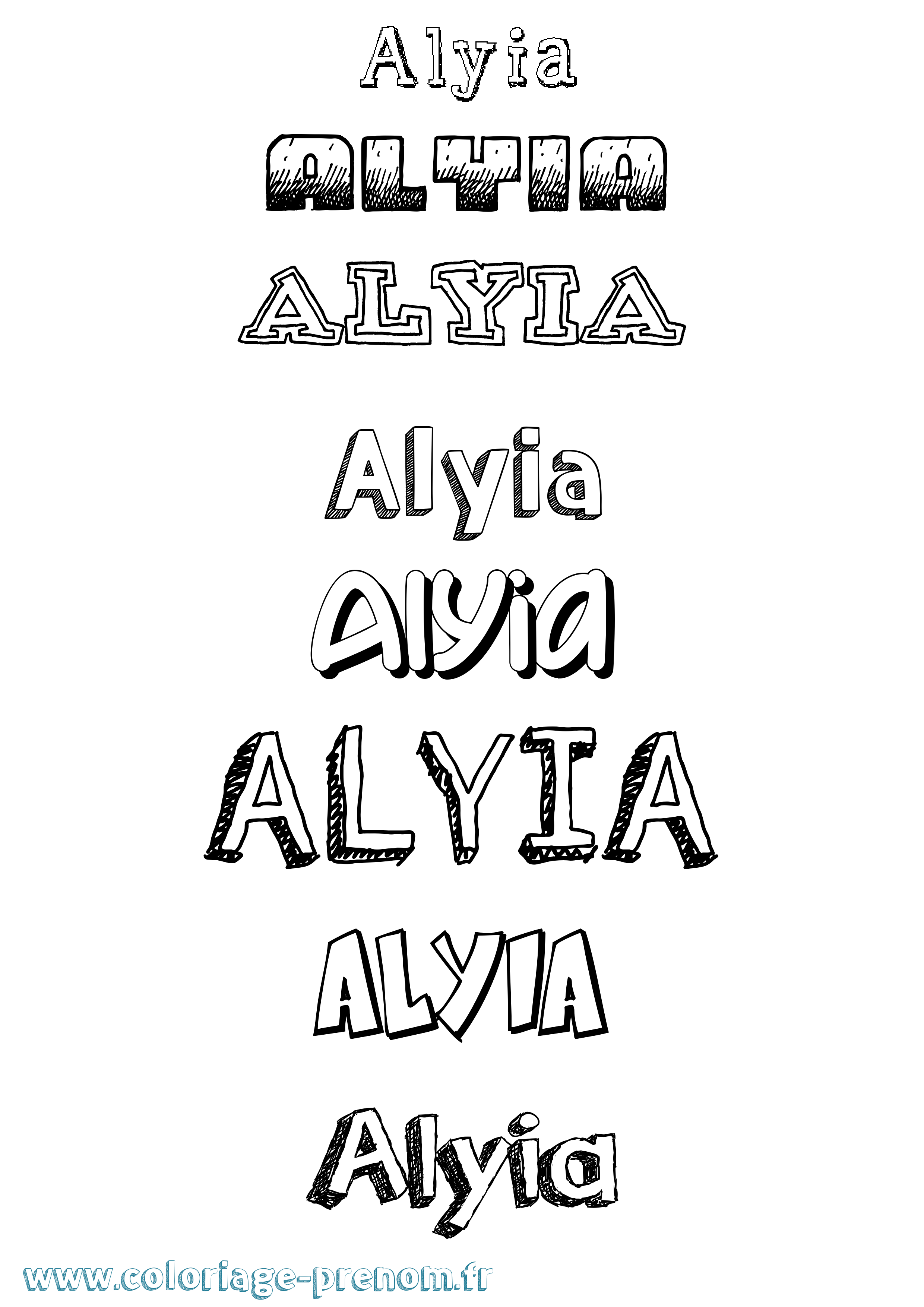 Coloriage prénom Alyia Dessiné