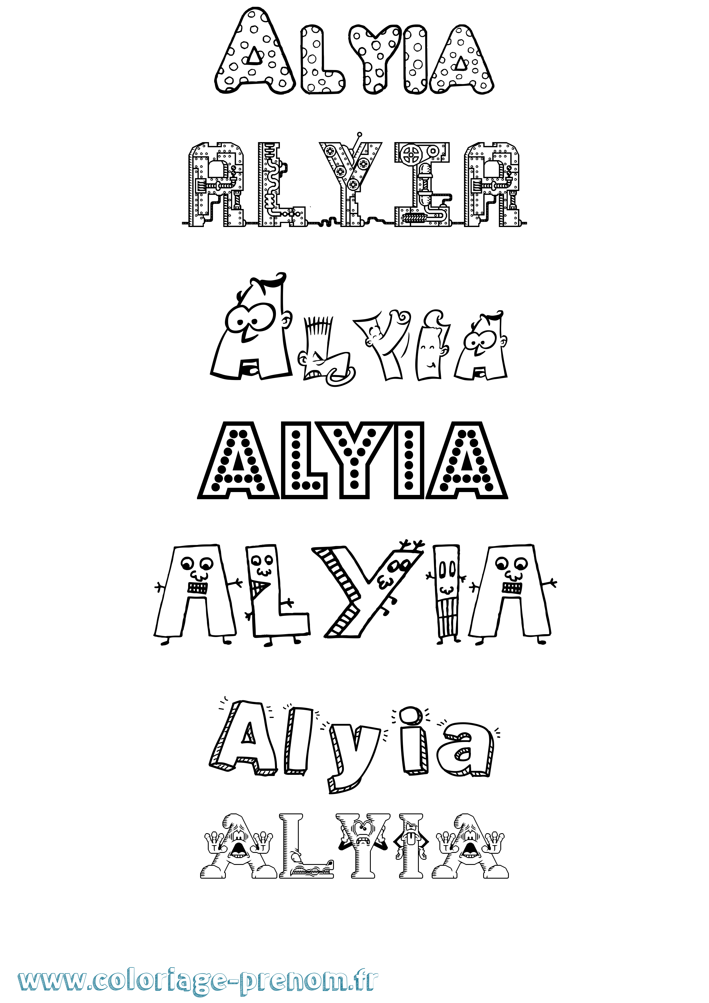 Coloriage prénom Alyia Fun