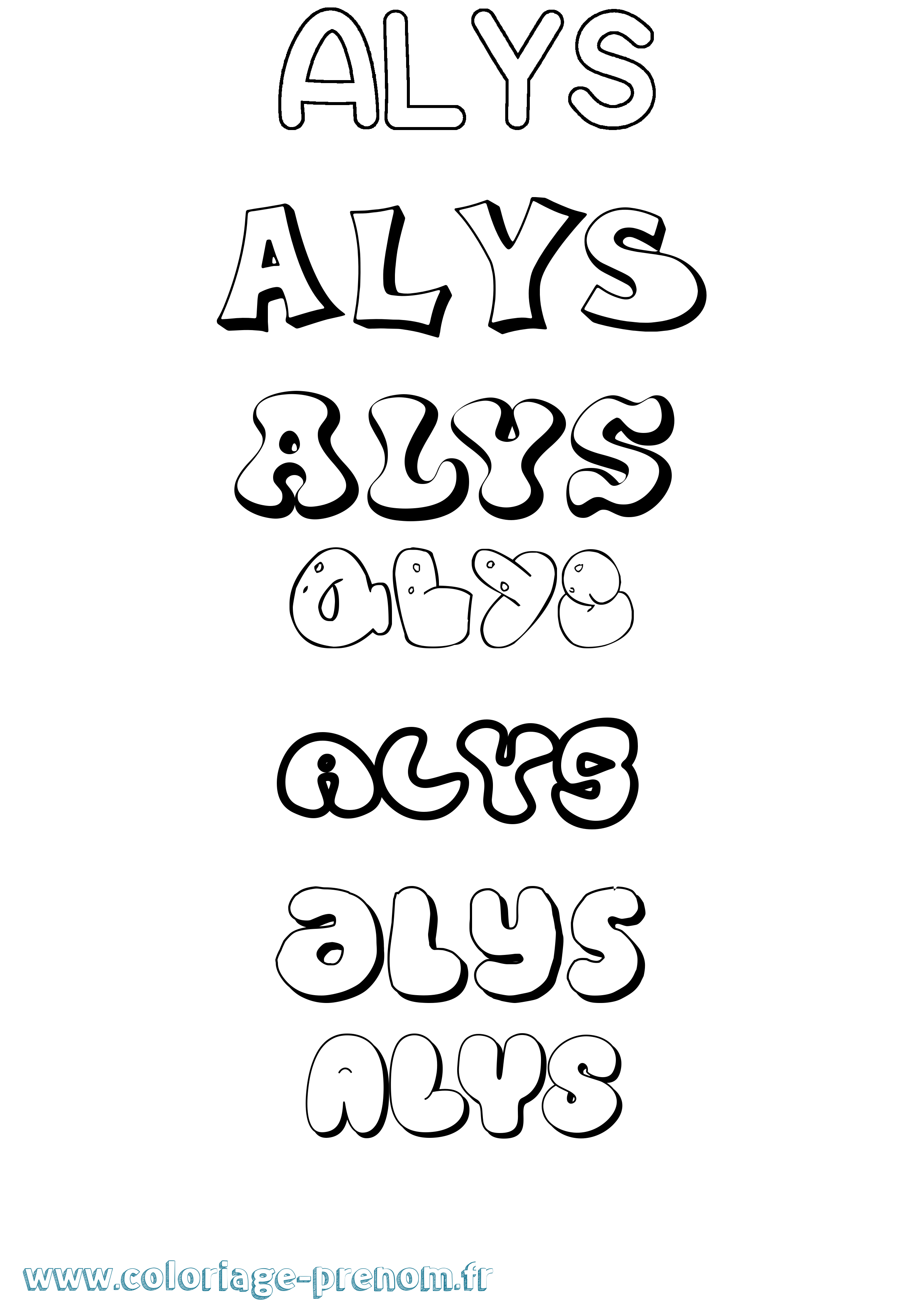 Coloriage prénom Alys Bubble