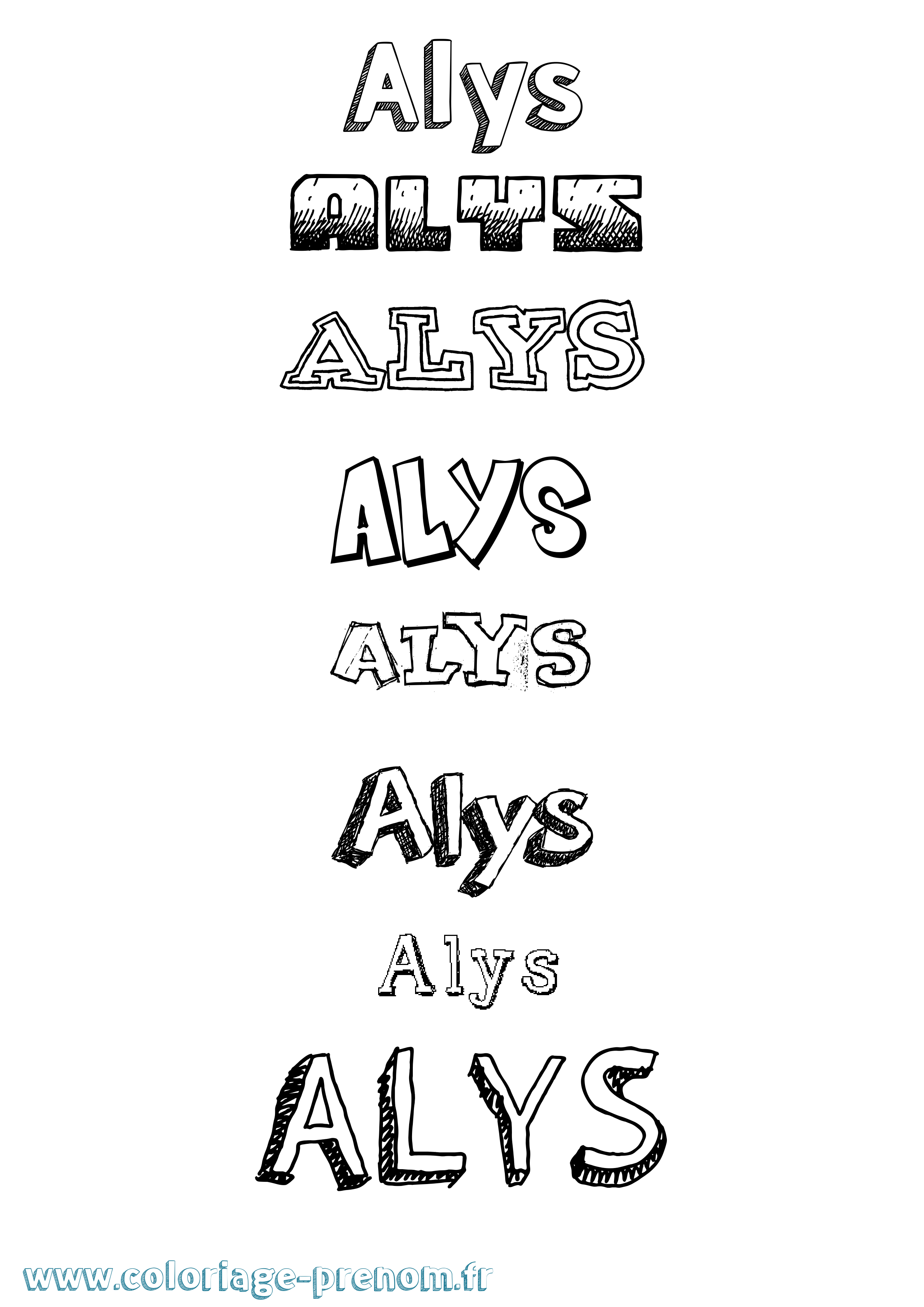 Coloriage prénom Alys Dessiné