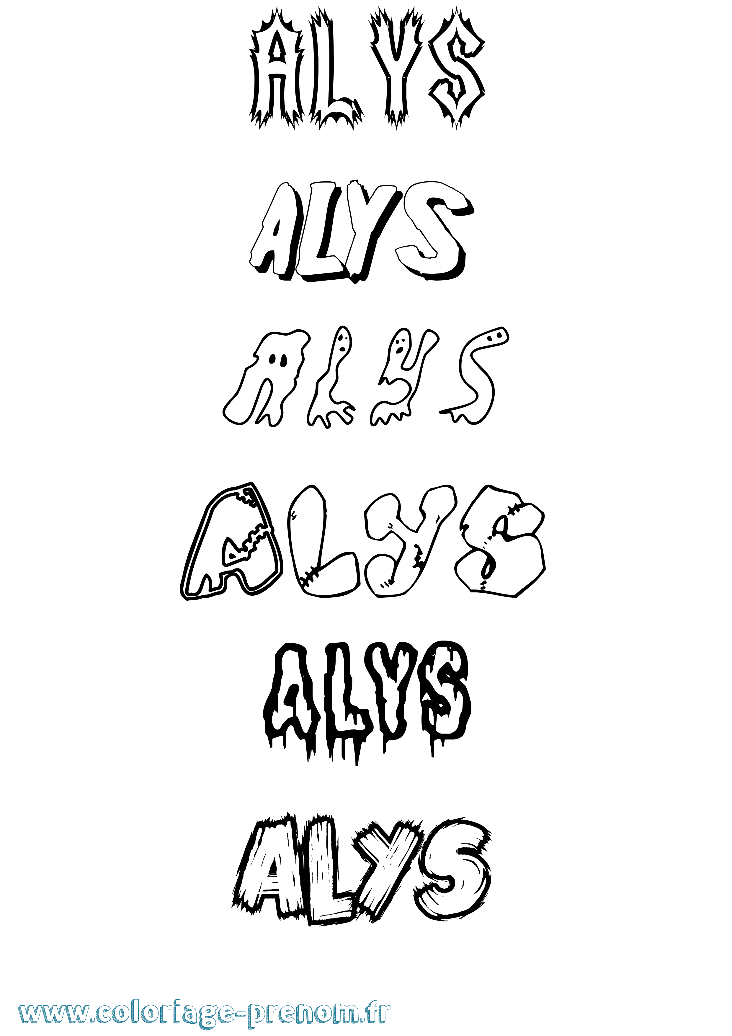 Coloriage prénom Alys Frisson