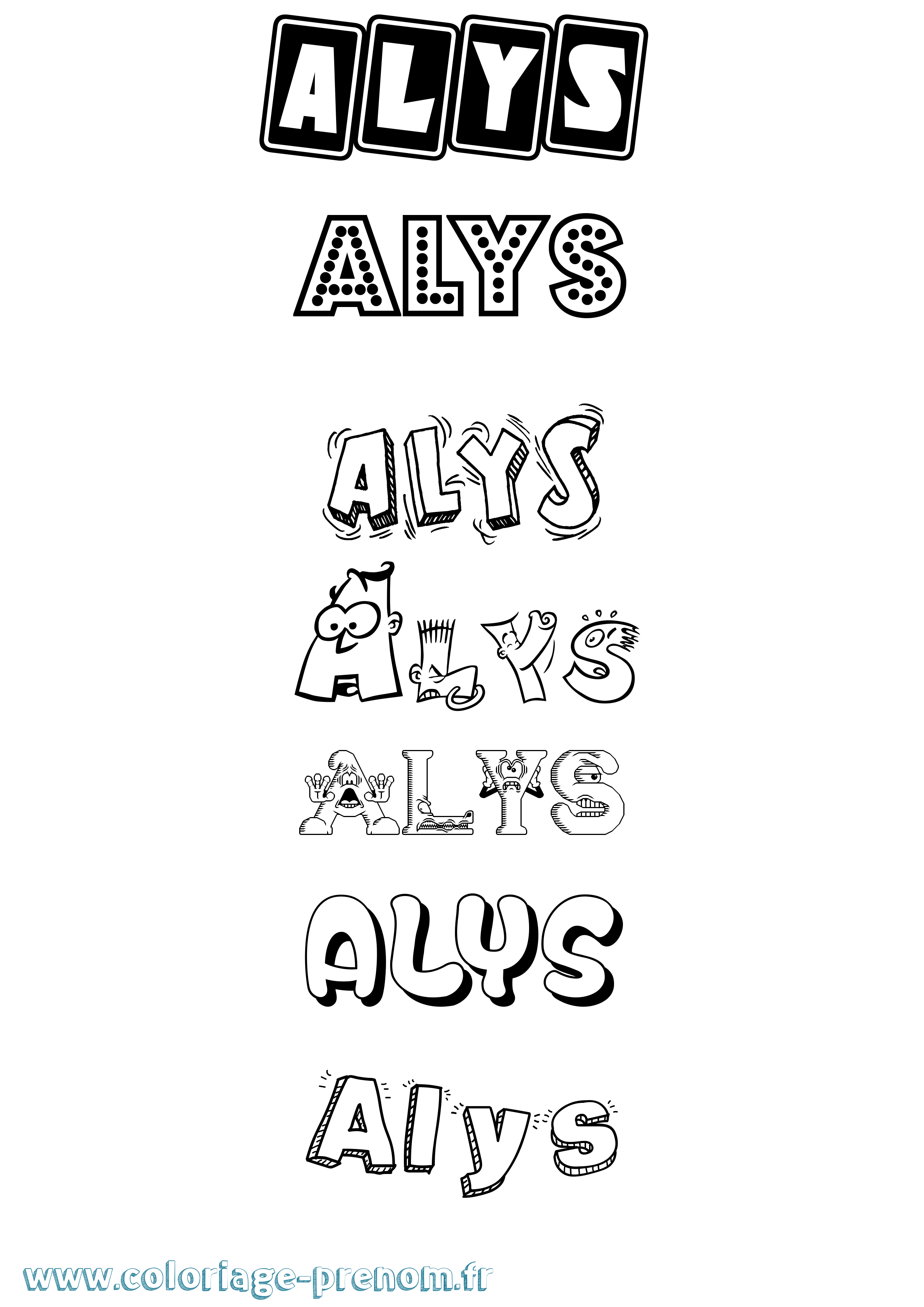 Coloriage prénom Alys Fun