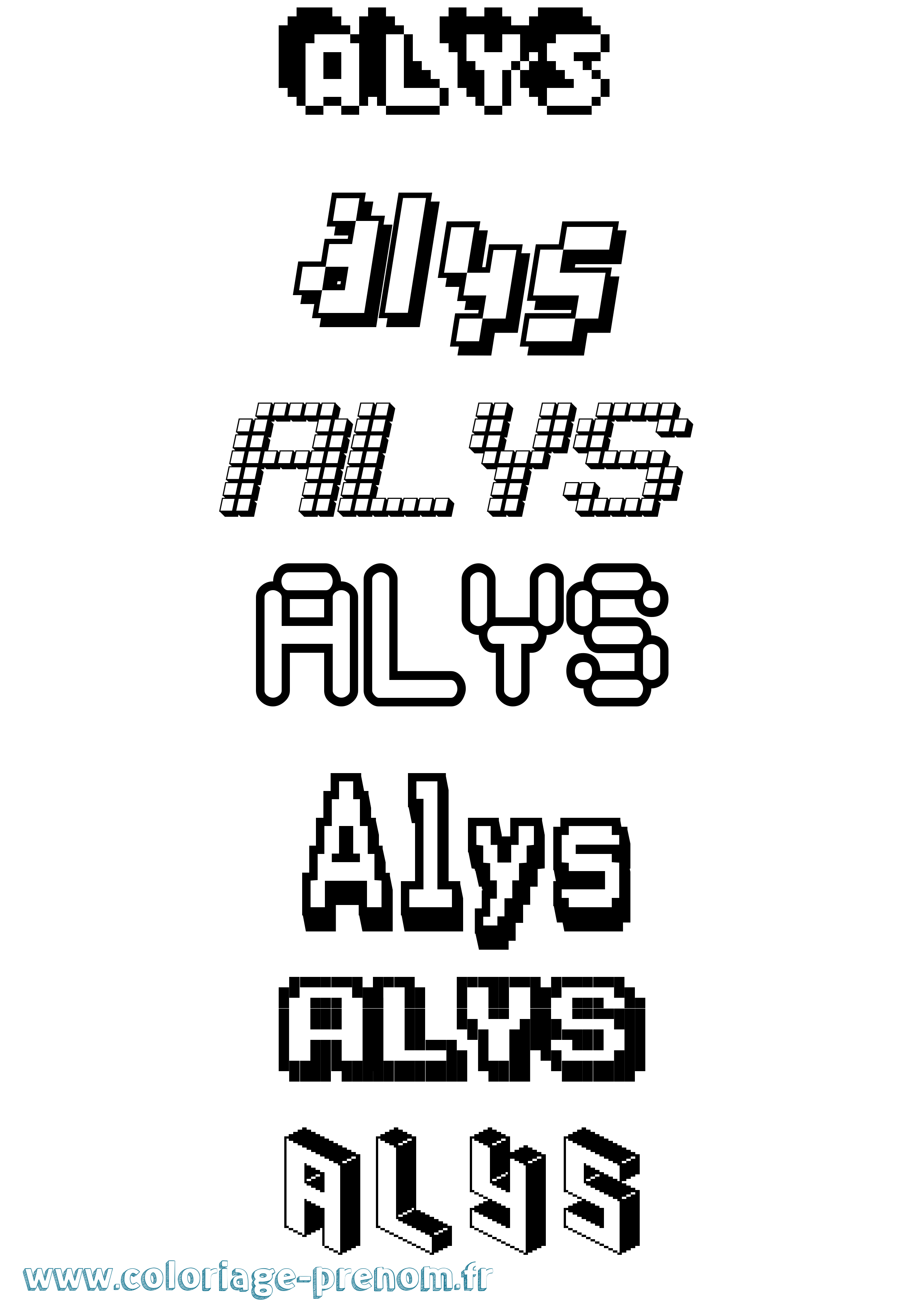 Coloriage prénom Alys Pixel