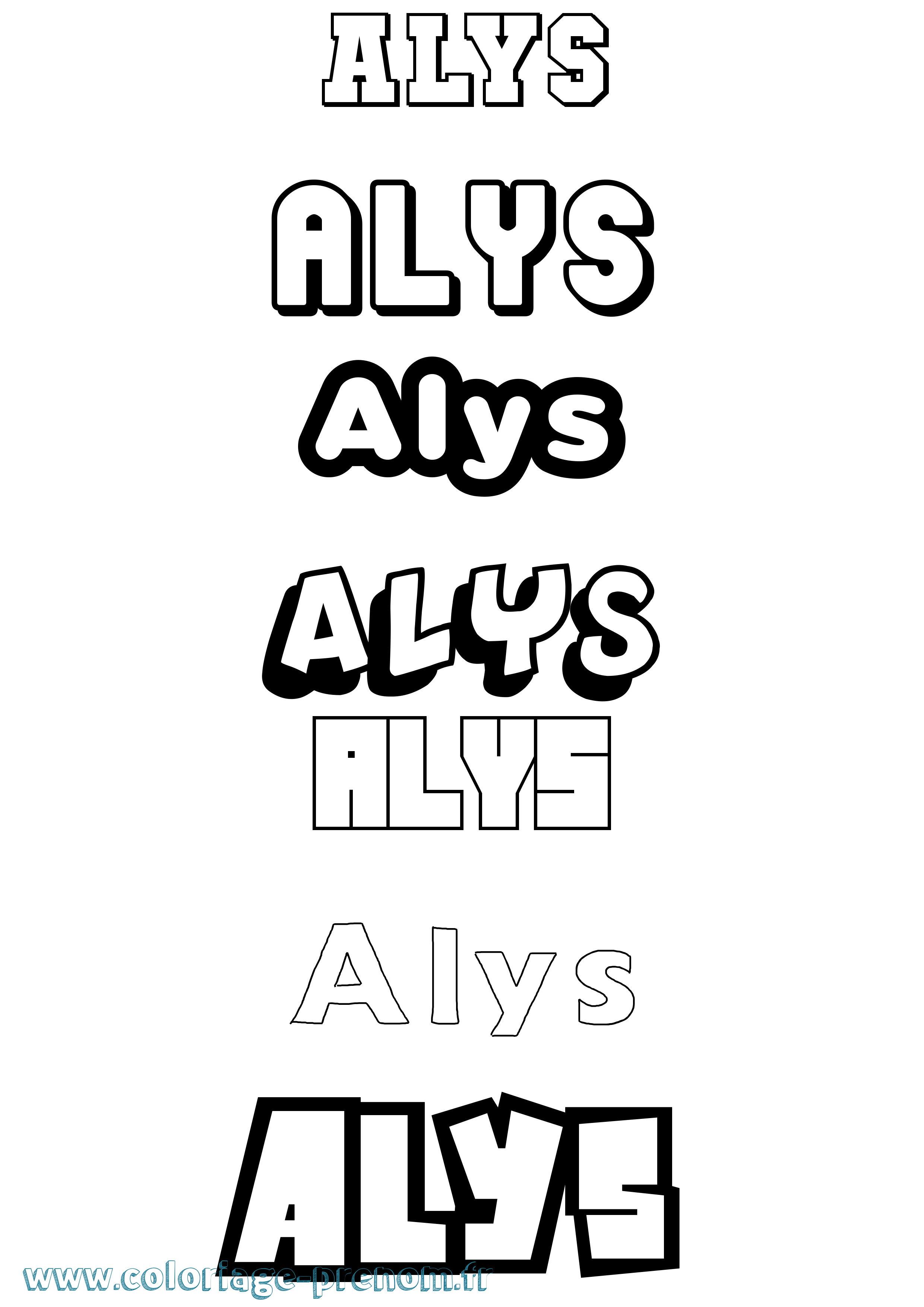 Coloriage prénom Alys Simple