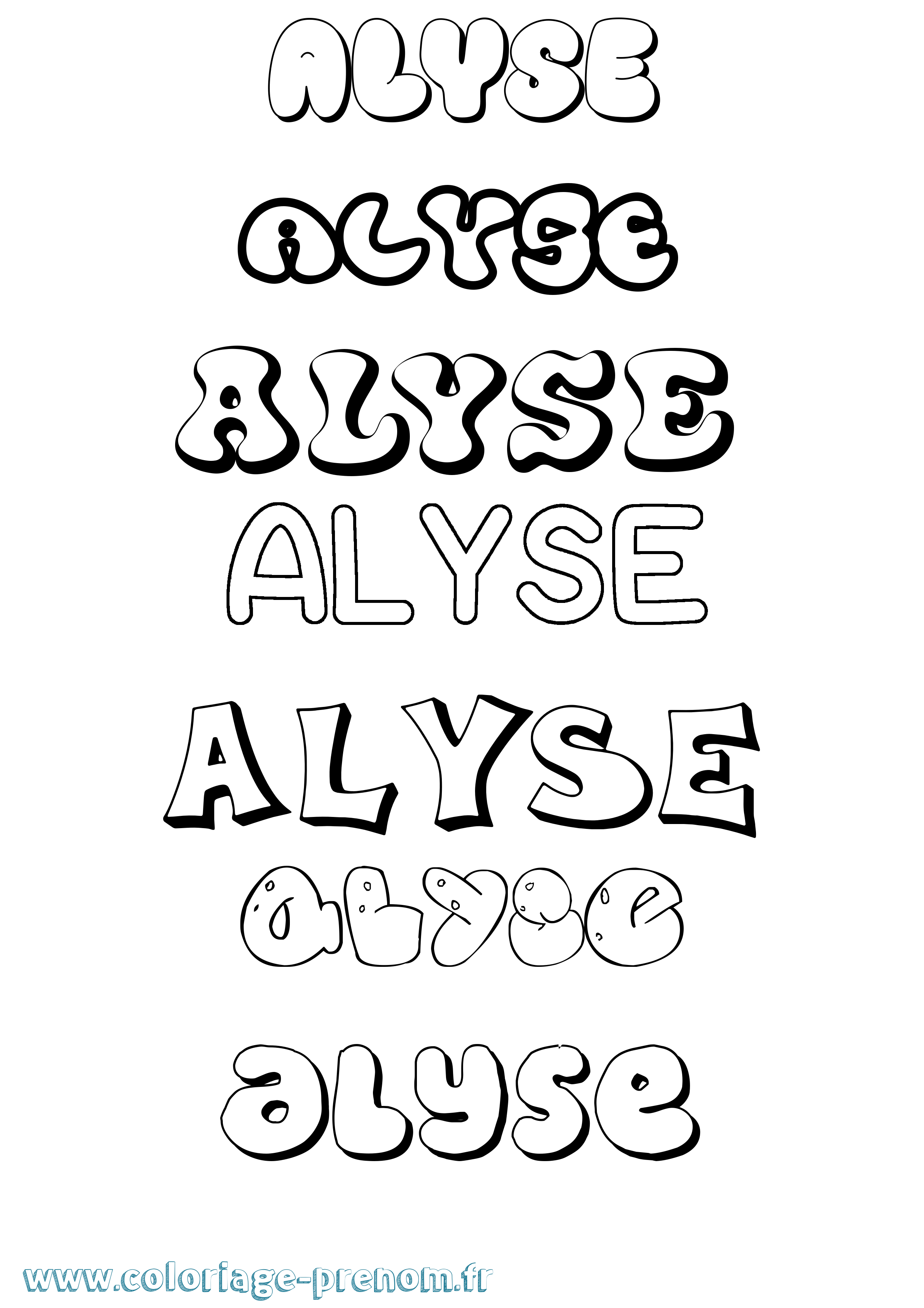 Coloriage prénom Alyse Bubble