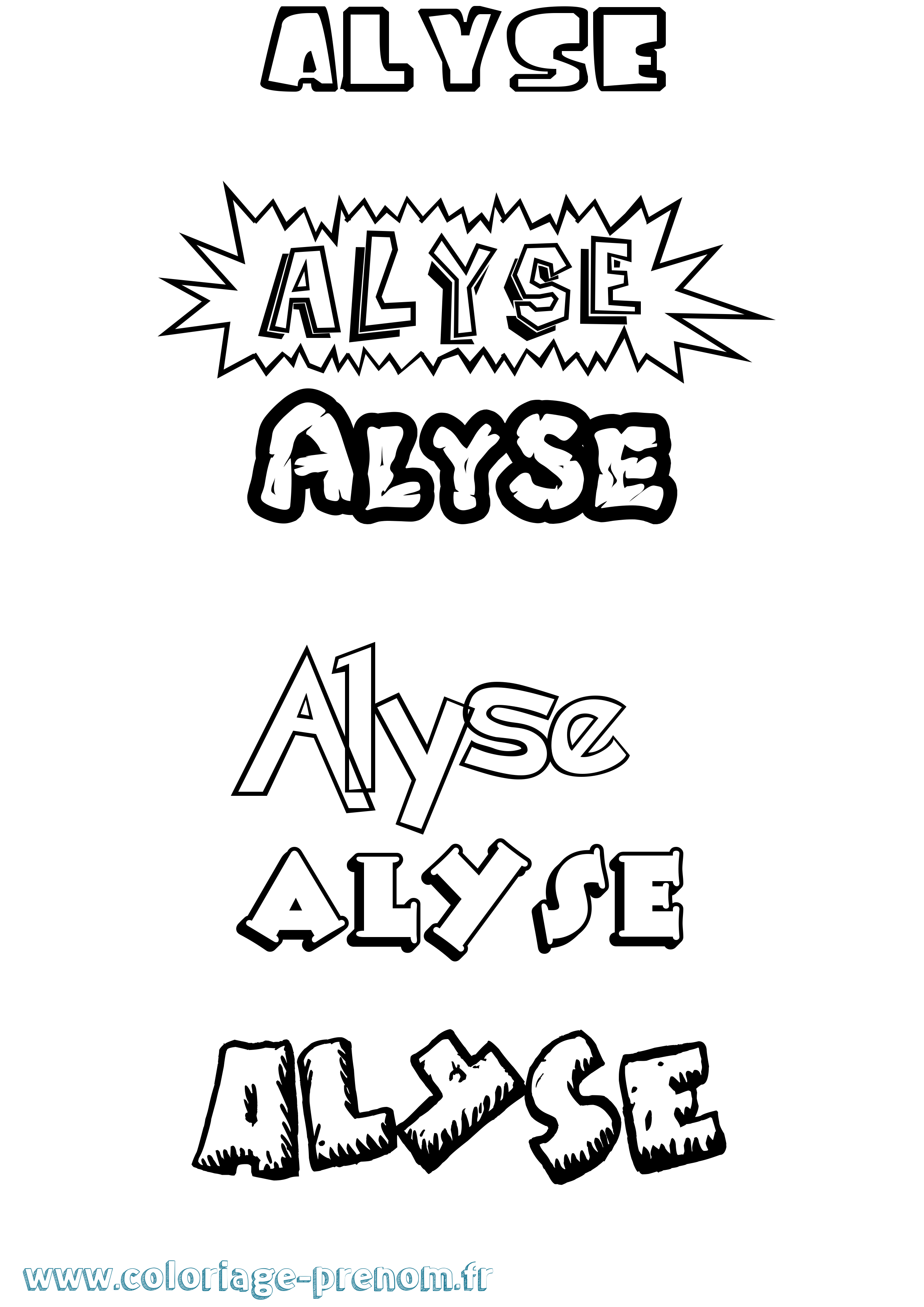 Coloriage prénom Alyse Dessin Animé